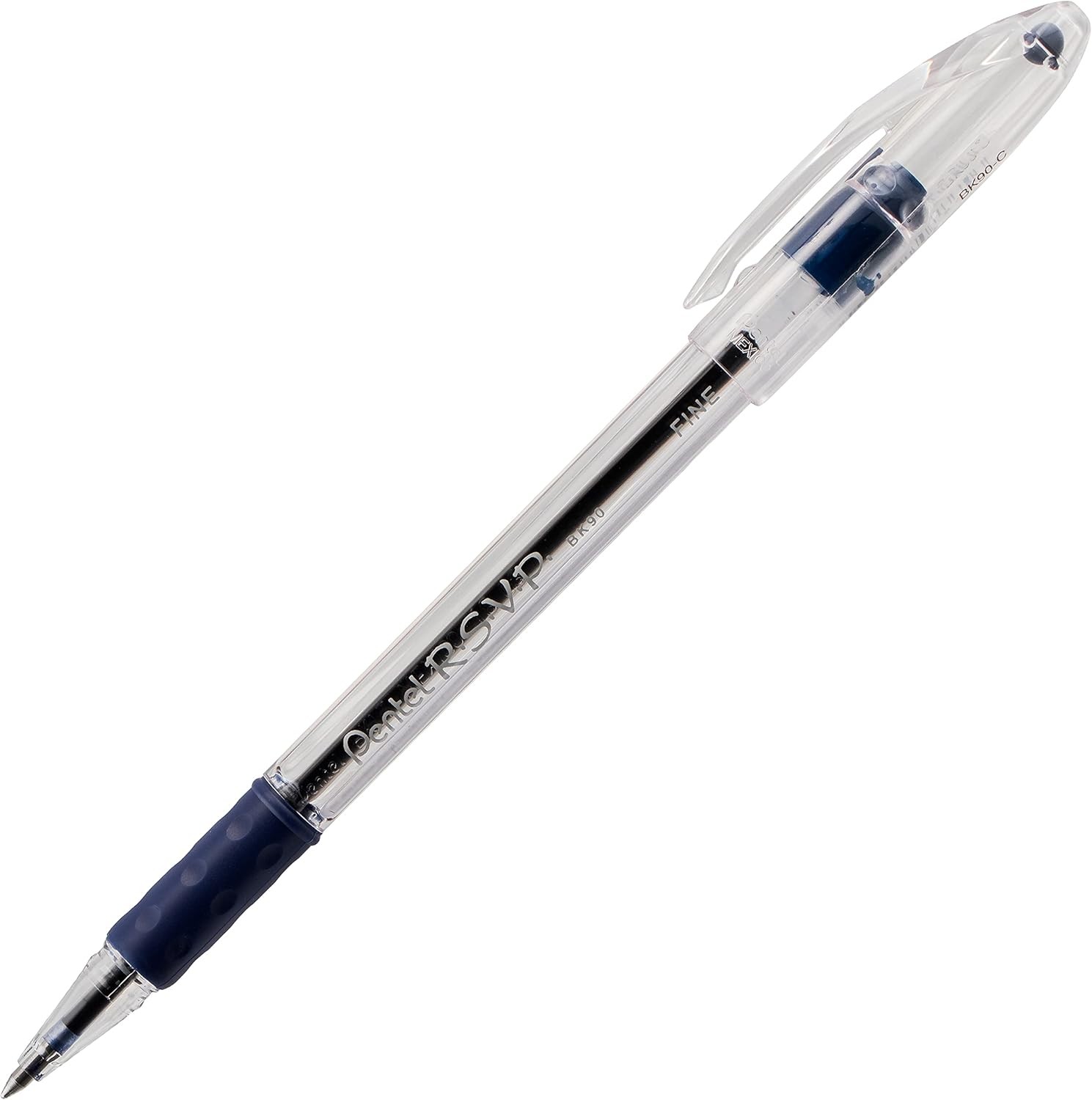 RSVP Ballpoint Pen, Fine Line, (0.7mm), Blue Ink (BK90BP5C) (Pack of 1, 5 Count