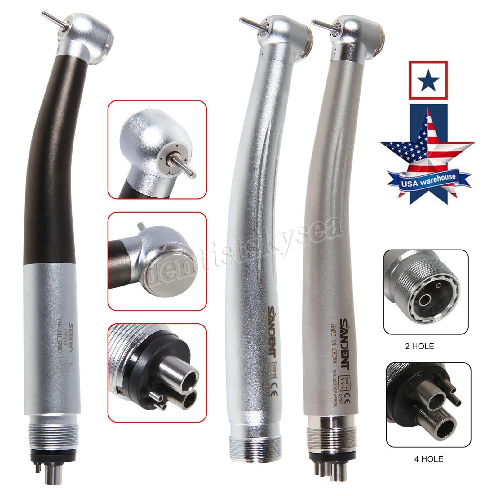 Dental LED Fiber Optic High Speed Turbine Handpiece Fit KAV NSK Coupler 2/4/6H