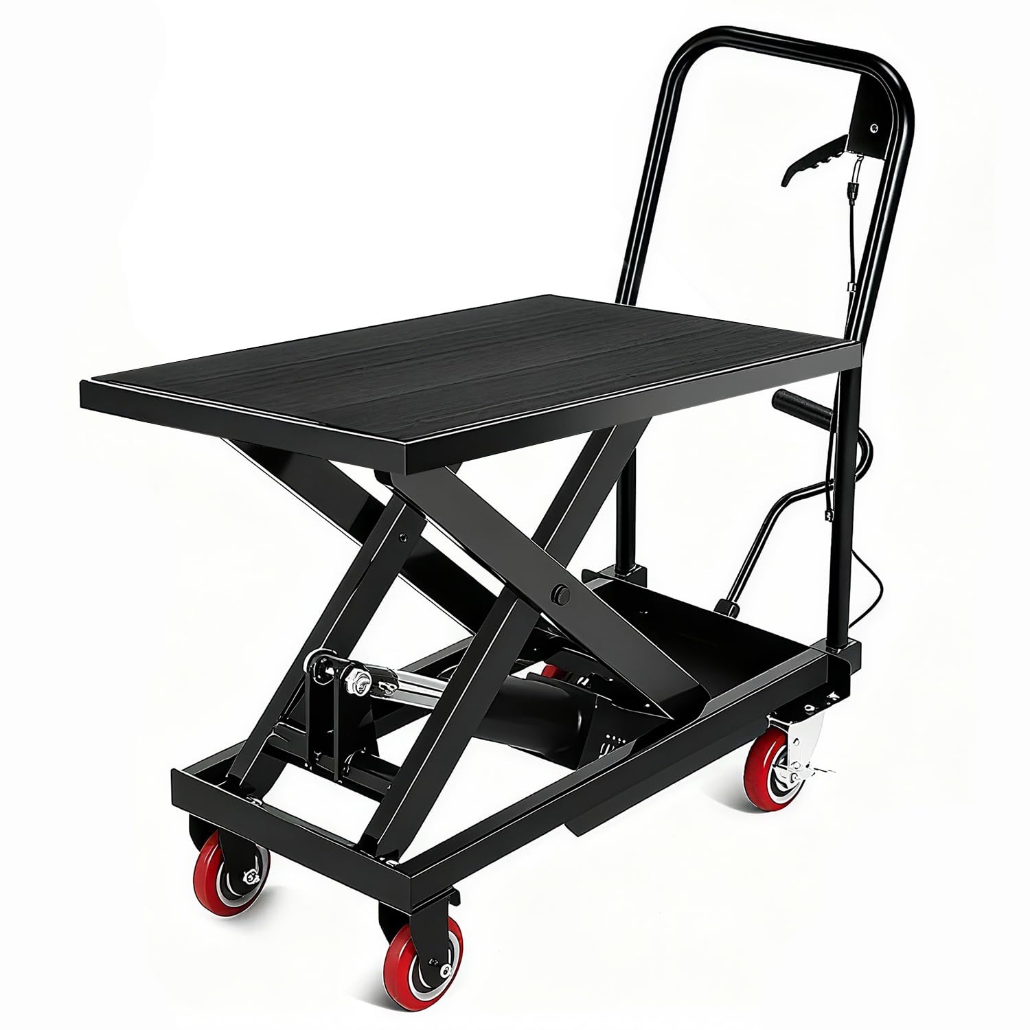 Garvee 1100Lbs Hydraulic Scissor Lift Cart Manual Foot Pump 32″ Max Height Black