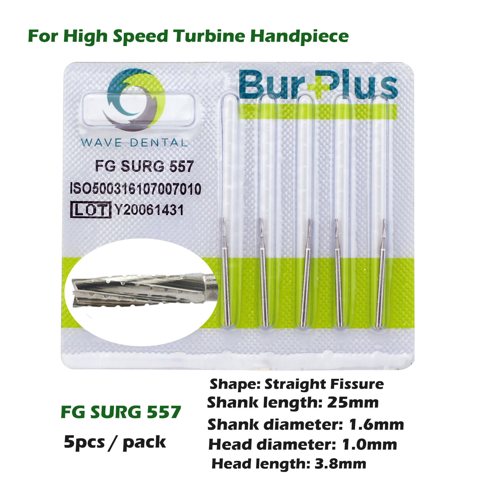 Wave Dental Surgical Carbide Burs Long Shank 558 557L FG SURG Straight Fissure