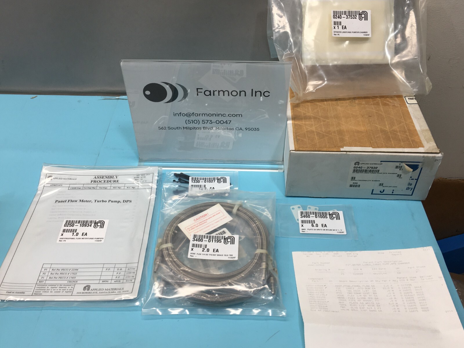 AMAT 0240-37532 Kit, Water Lines, Turbo Pump, DPS Chamber, 0250-10934, 159444
