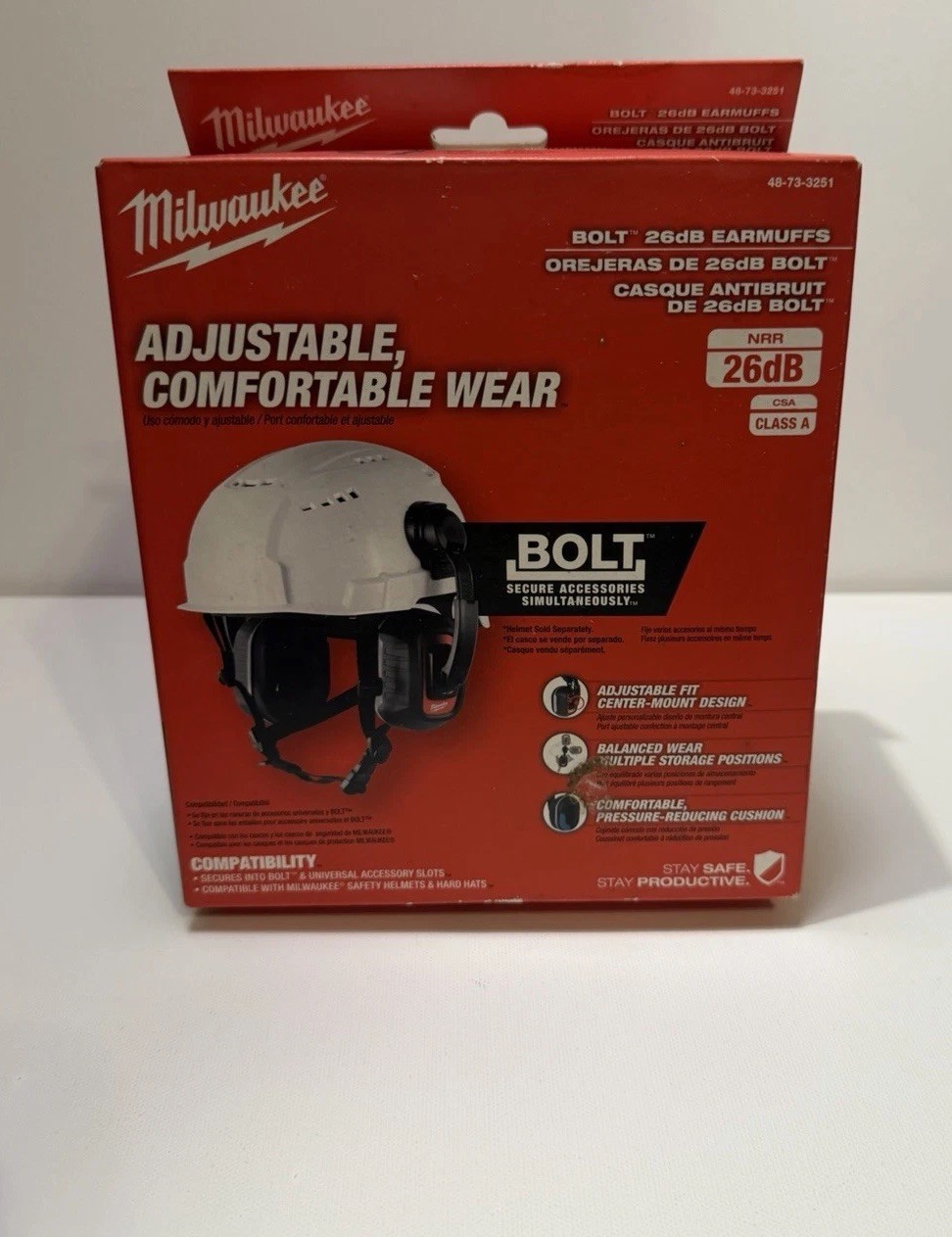 Milwaukee Bolt 26 dB Plastic PPE Ear Muffs Black/Red 48-73-3251