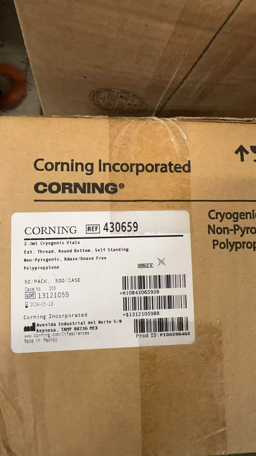 New! Corning External Threaded Cryogenic Vial 430659 2.0 mL, 500/case