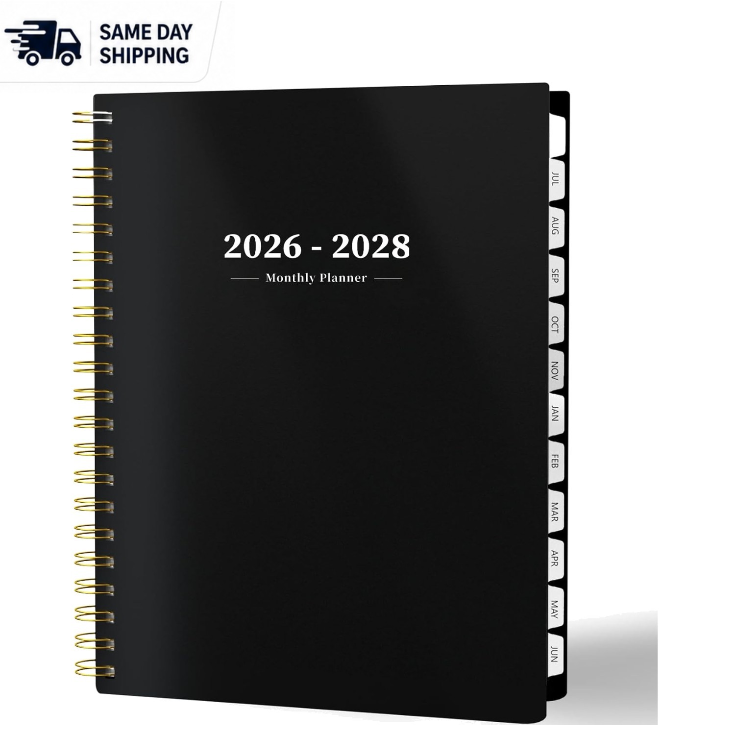 2026-2028 Academic Monthly Planner – 2- Organizer with Tabs, Black 8.5″x11″