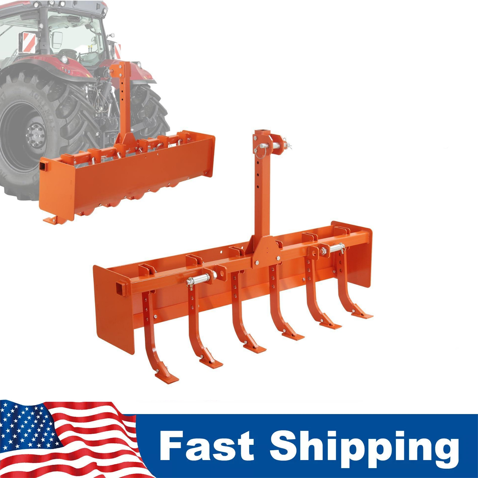 55″ Box Blade Scraper W/ 6 Scarifier Shank 3 Point For CAT 1 & CAT 0 Tractors