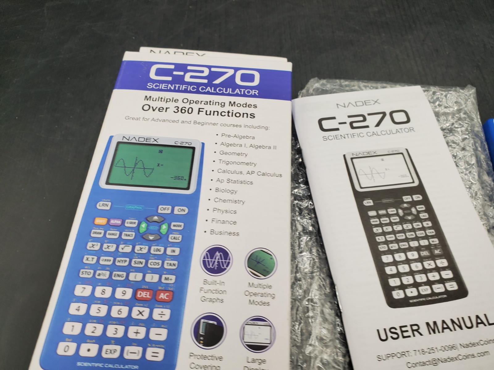 Nadex Dark Blue Scientific Calculator Model C-270 New Open Box Ships Free