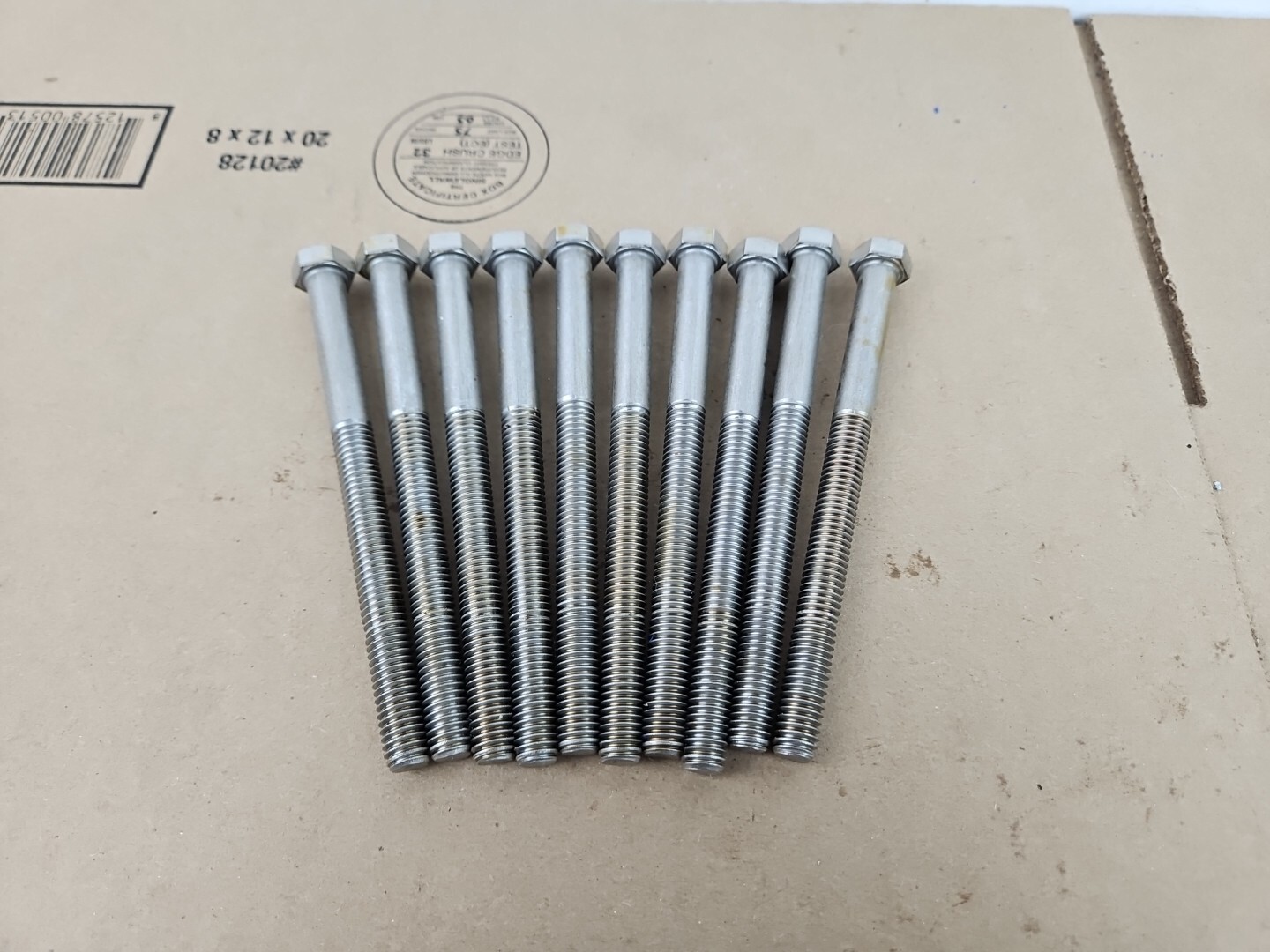 10 PC LOT 3/8-16 X 5″ 18-8 Stainless Steel Hex Head Bolts SS