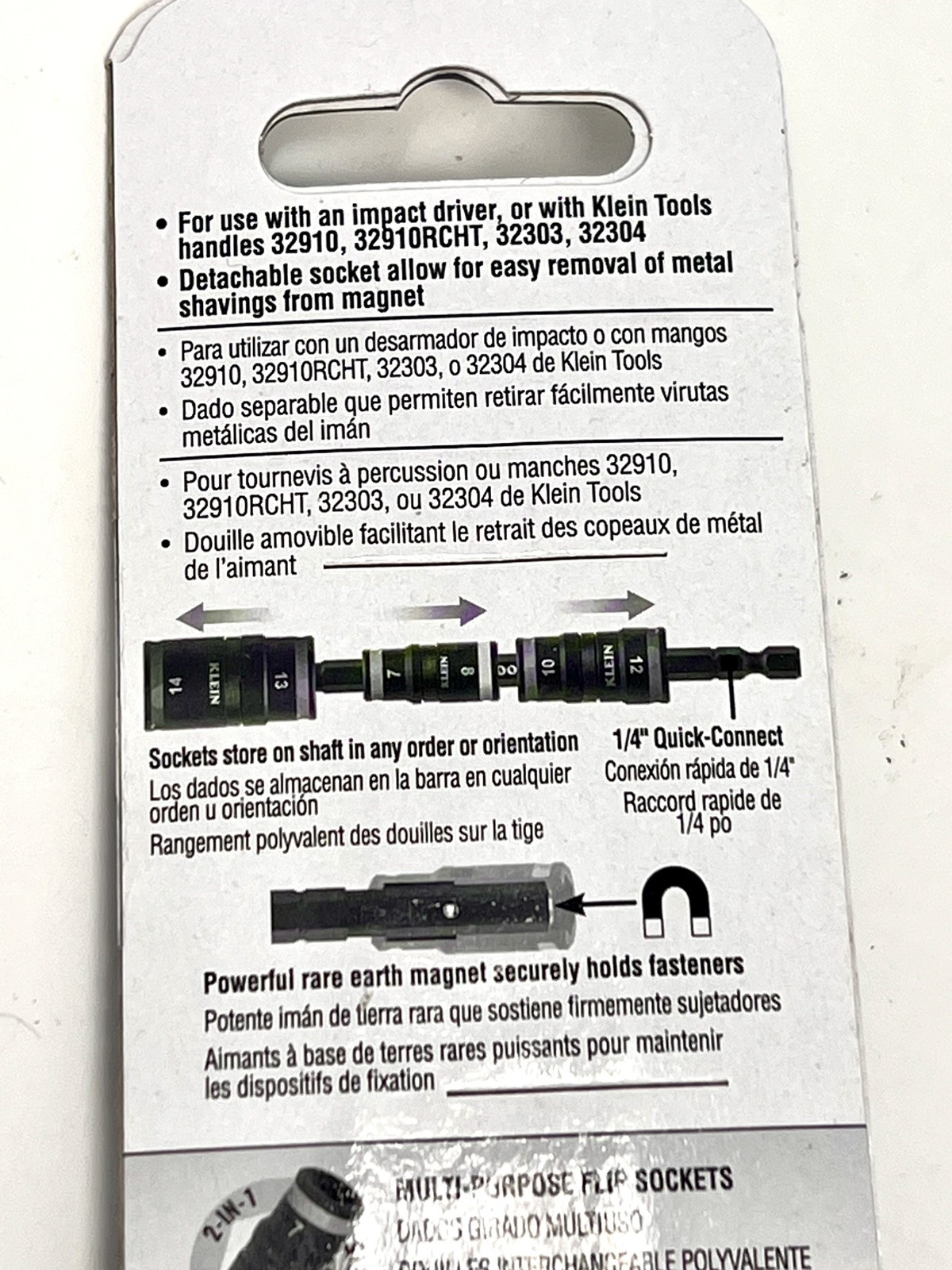 Klein Tools 32933M 6-in-1 Impact Rated Flip Socket Set 5” 6 Metric Hex Sizes NEW