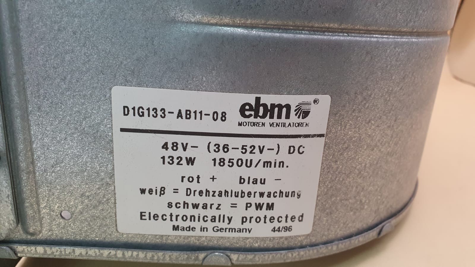 EBM D1G133-AB11-08 Cooling Fan 48V DC 132W 1850 u/min