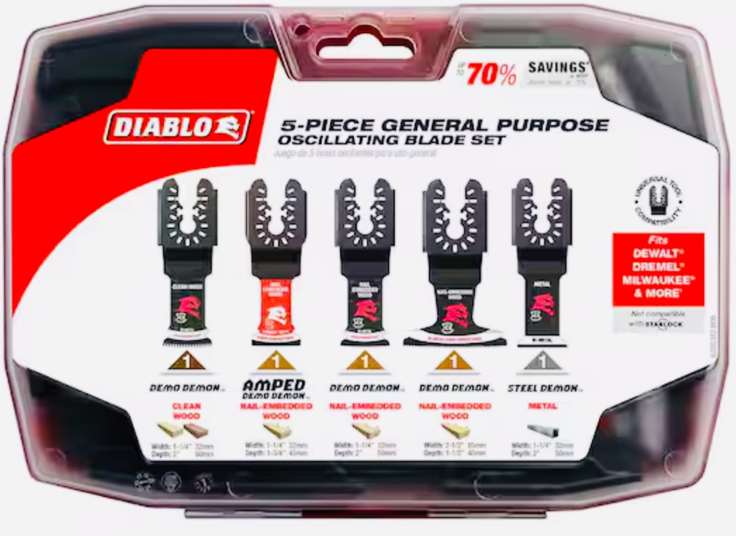 DIABLO DOU5SPC 5 Piece Universal Fit General Purpose Oscillating Blade Set (New)