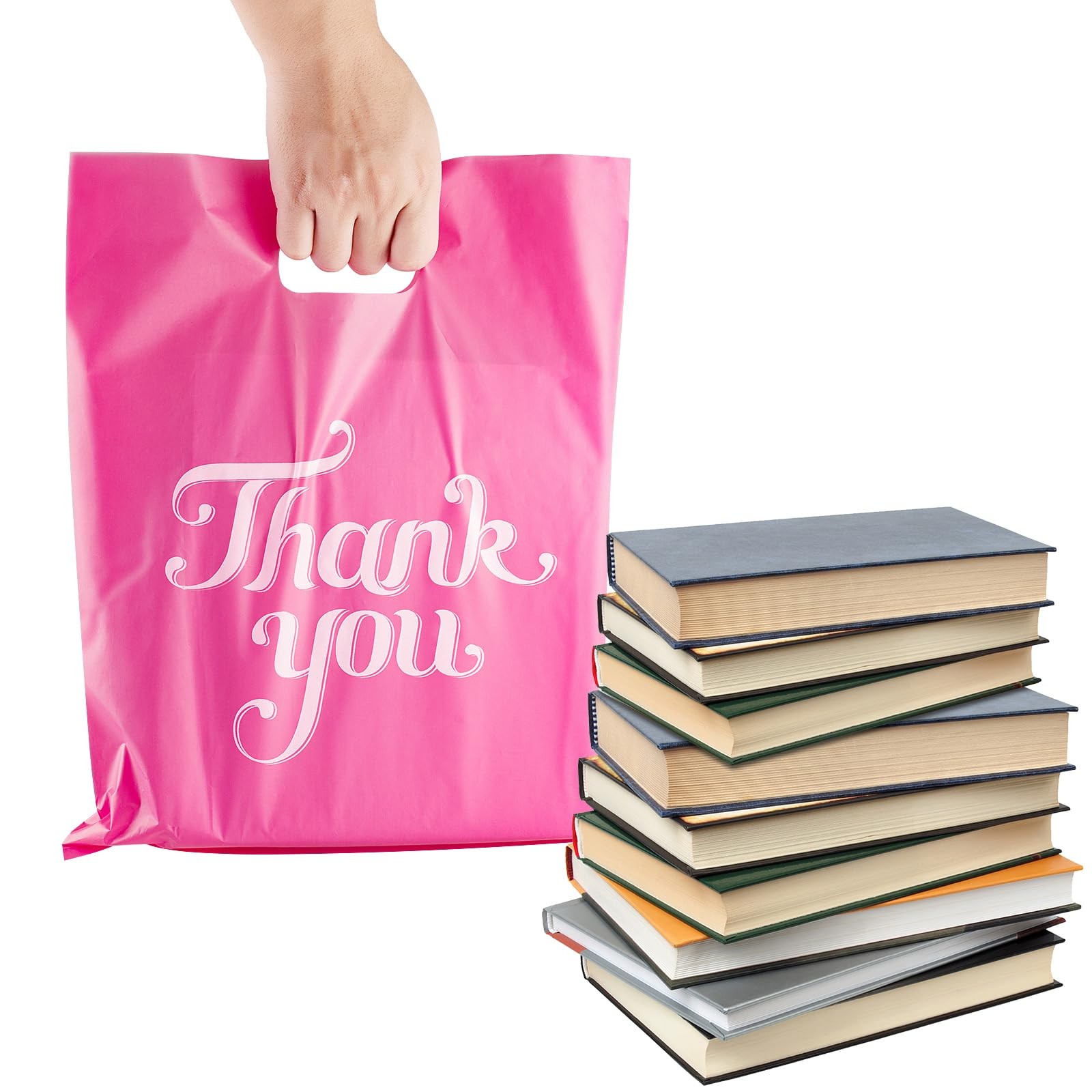 100 Pcs Pink 12×15″ Thank You Bags, Shopping Bags 1 count (Pack of 100),