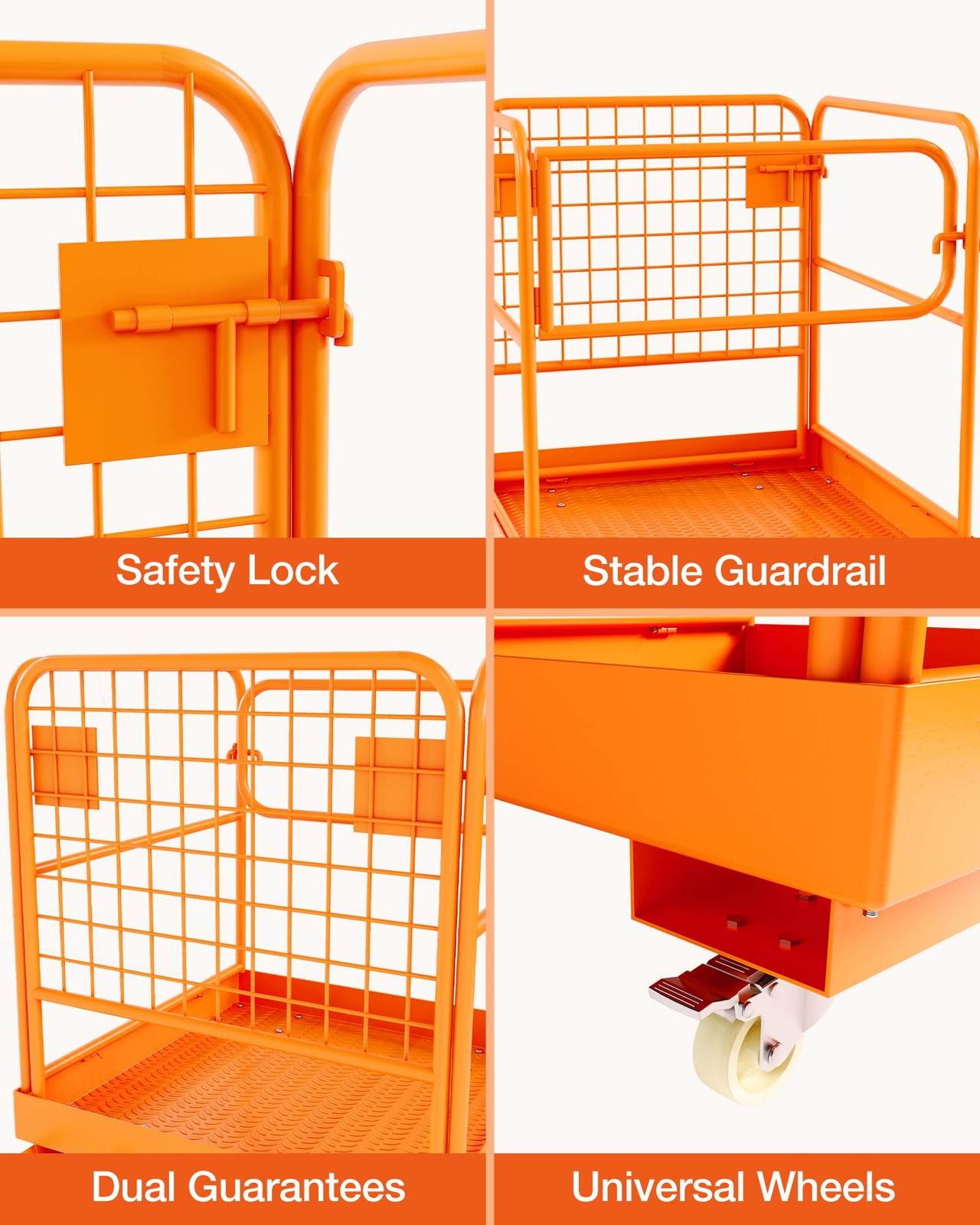 1200lbs Forklift Safety Cage Heavy Duty Collapsible 36″ x 36″ Steel Man Basket