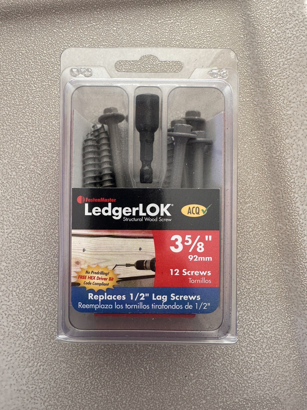 FastenMaster LedgerLOK Structural Wood Screws 3-5/8″ inch with Bit 12 Pack