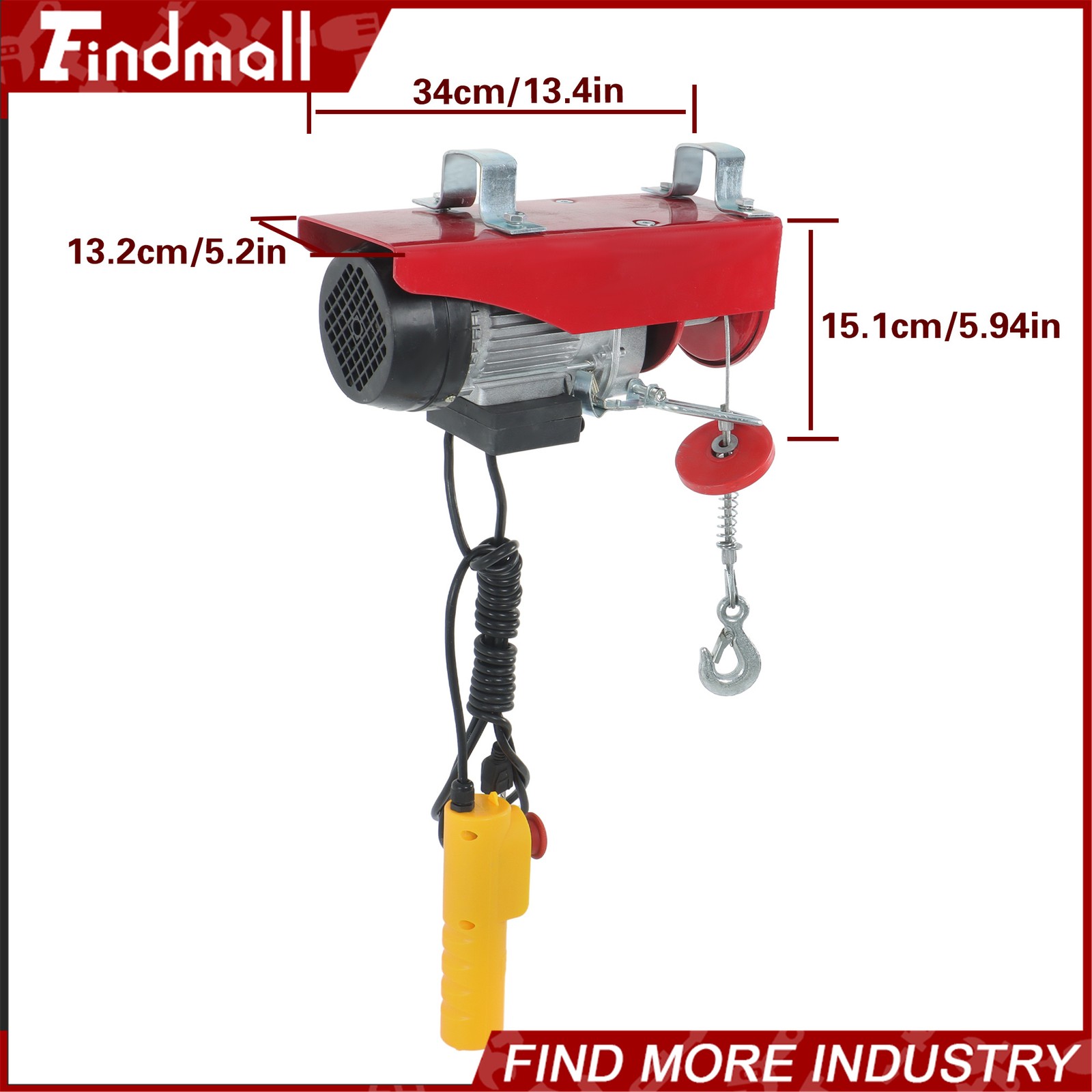 Findmall Mini Electric Hoist 110v 440lbs/200kg 6.6ft/2m Wired Remote Control