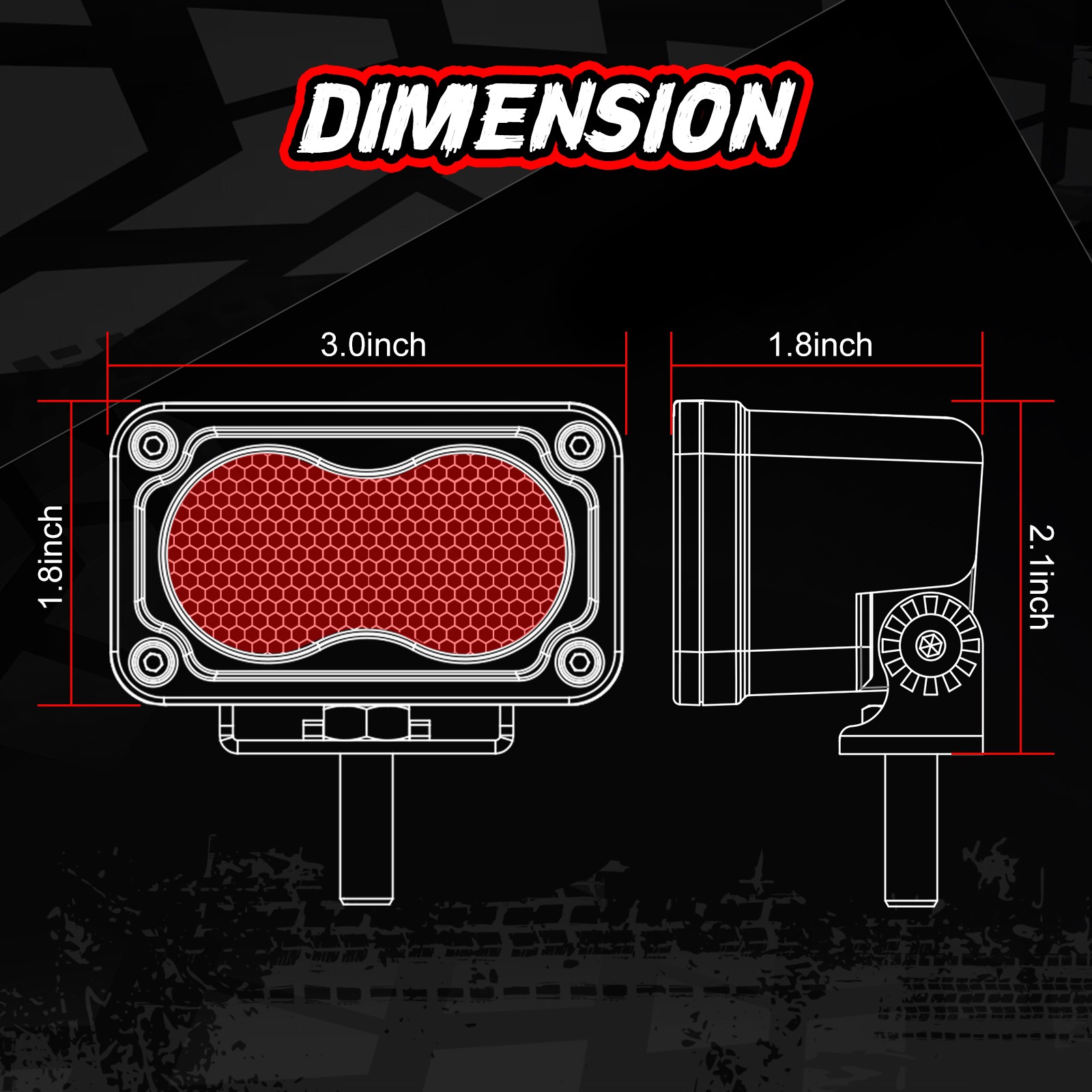 LED Red Driving Bar 2Pcs 40W 3Inch Waterproof Fog Work Auxiliary Lights for Hunt