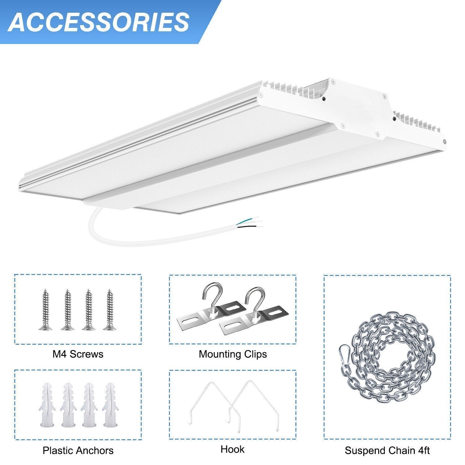 2Pack 150W LED Linear High Bay Light 22,500Lm Commercial Warehouse Shop Lighting