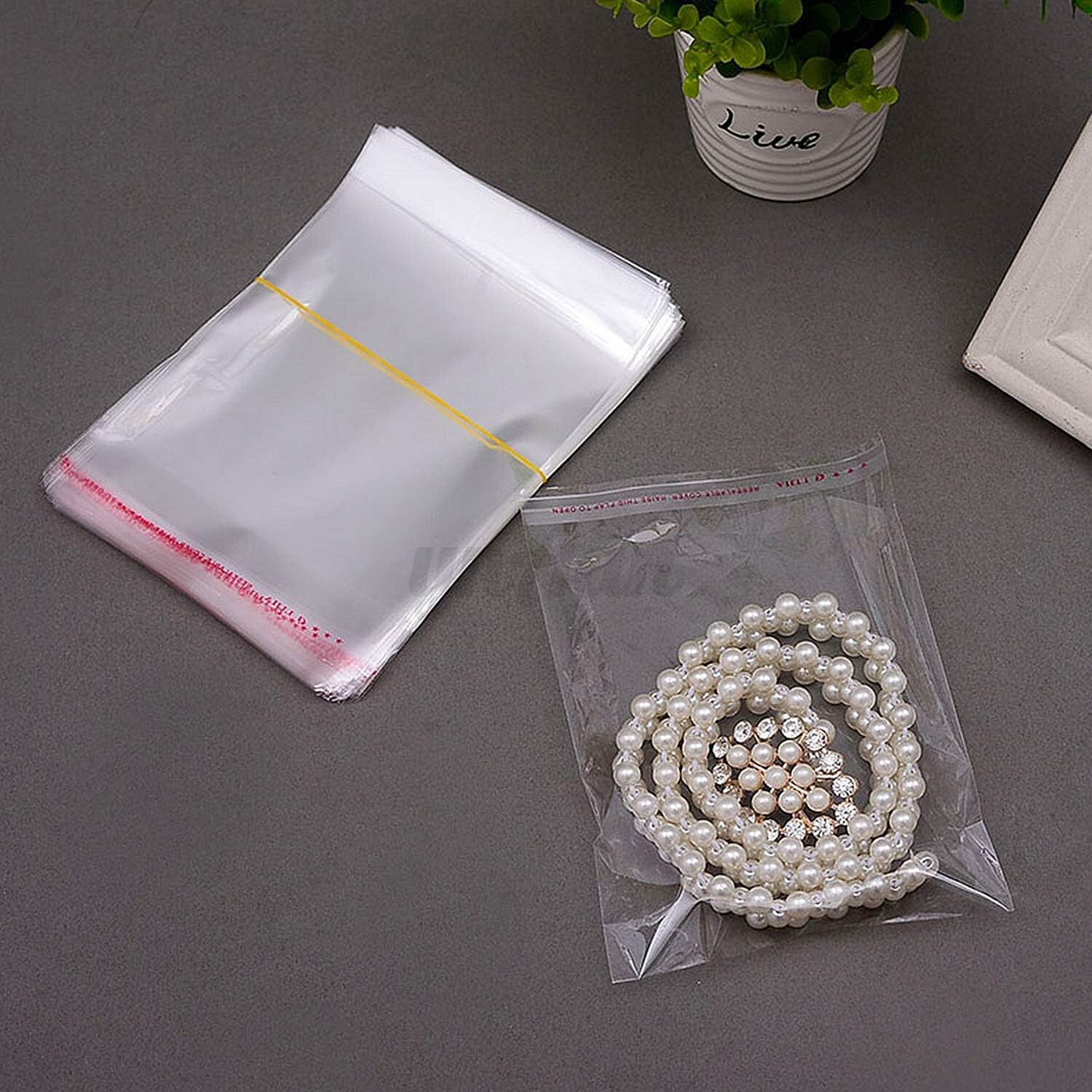 100PCS 3″ x 4″ Clear Resealable Self Adhesive Cello Tape OPP Poly Plastic Bags