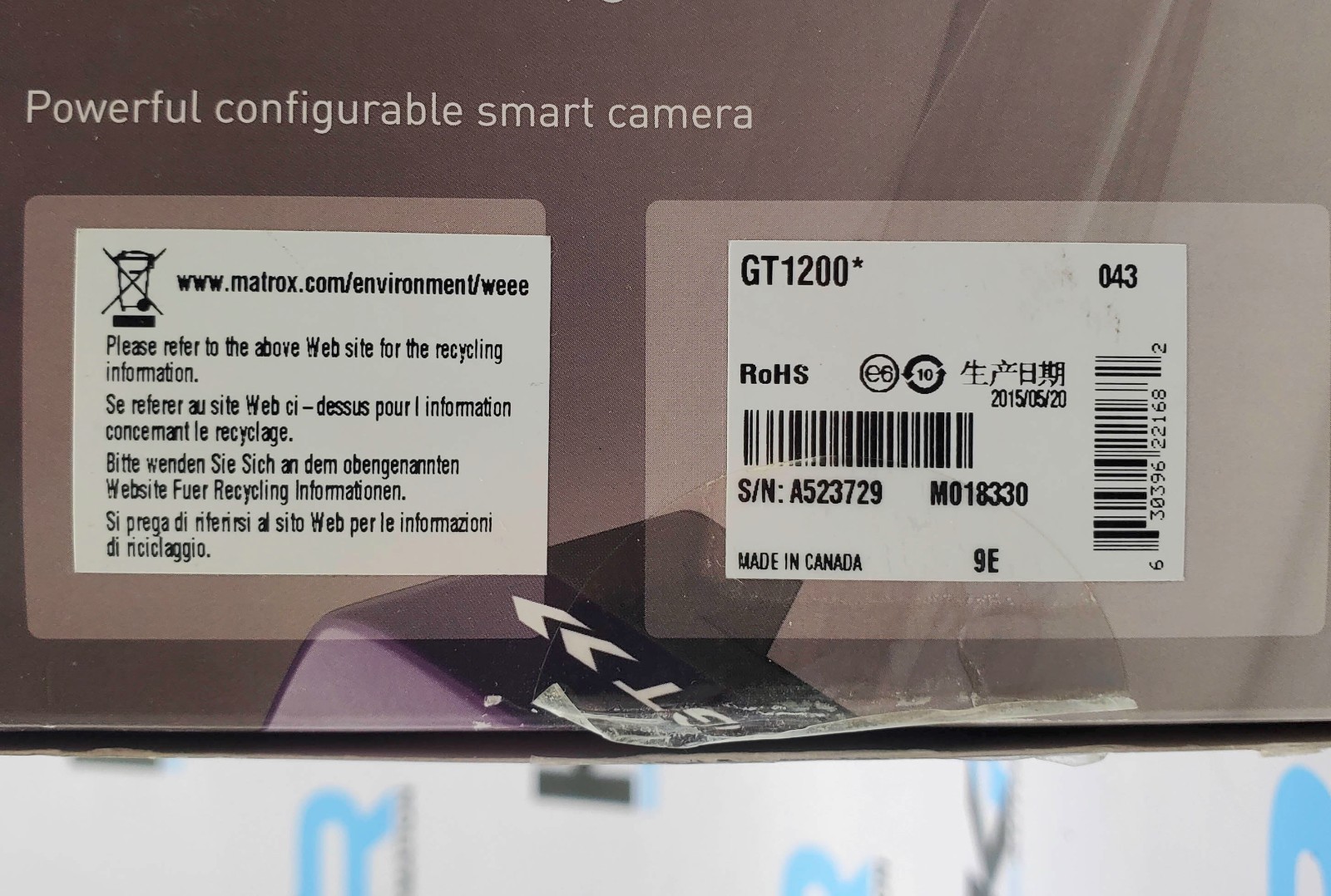 Matrox GT1200 Iris GT Smart Camera With Matrox Design Assistant 24V