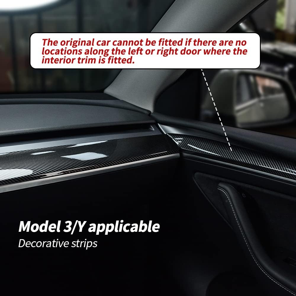 Tesla 3 & Y Dashboard Cover Wrap and Front Door Inner Armrest Panel Cover Trim