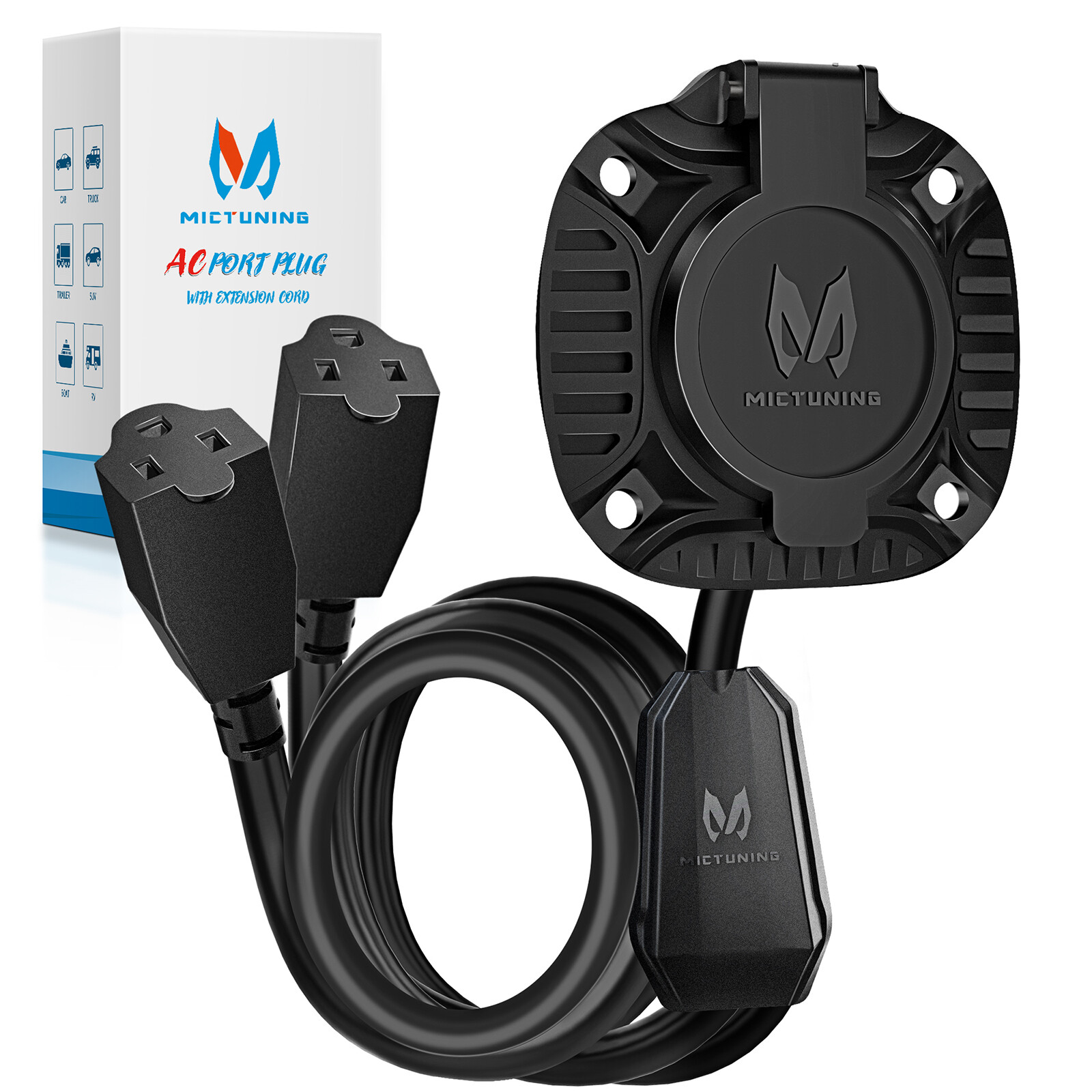 15 Amp 125V AC Power Inlet Port Plug Integrated 20″ Cord For Boat Trucks Trailer