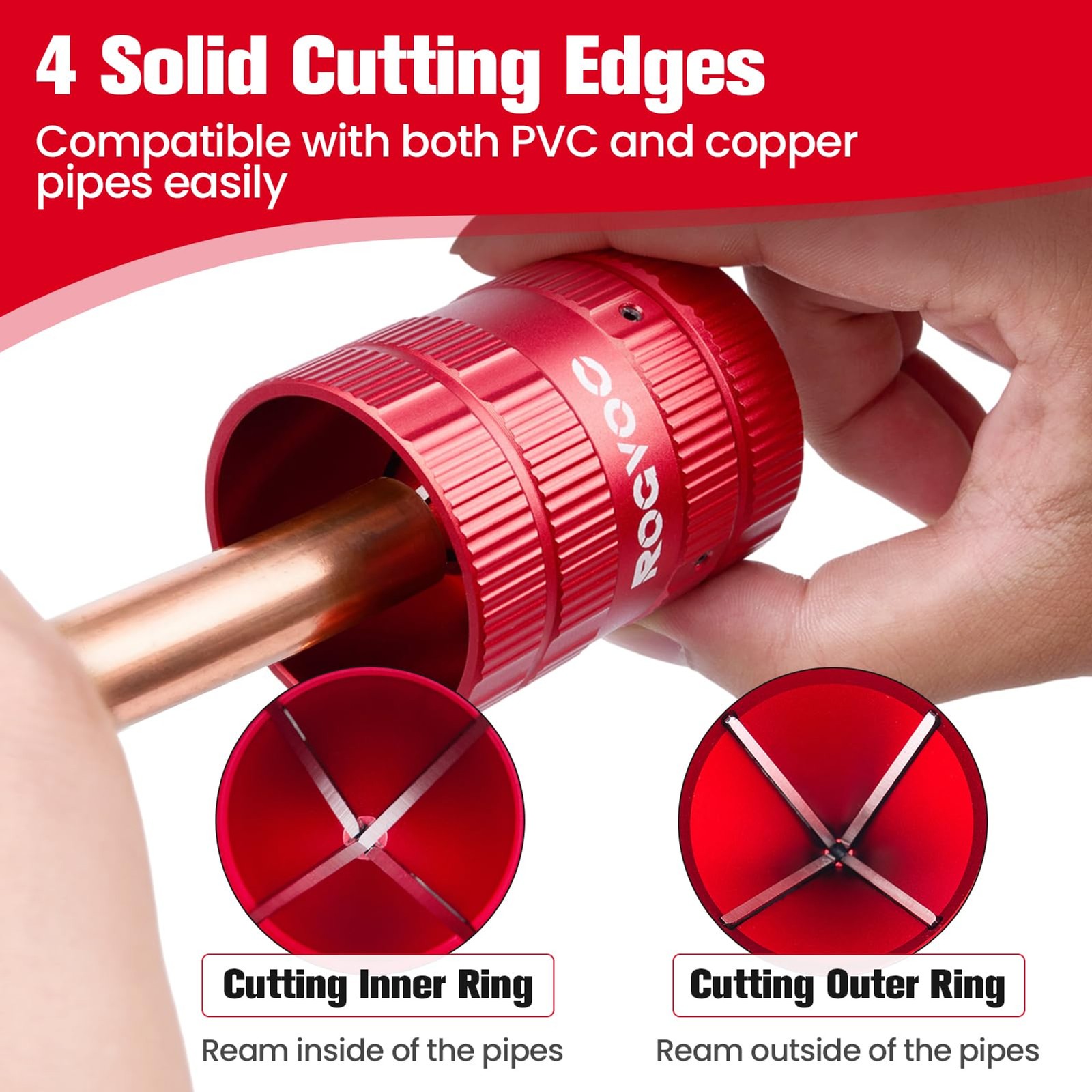 Deburring Tool, Plumbing Reamer Chamfering Tool for 1/4 Inch to 1-5/8 Inches, In