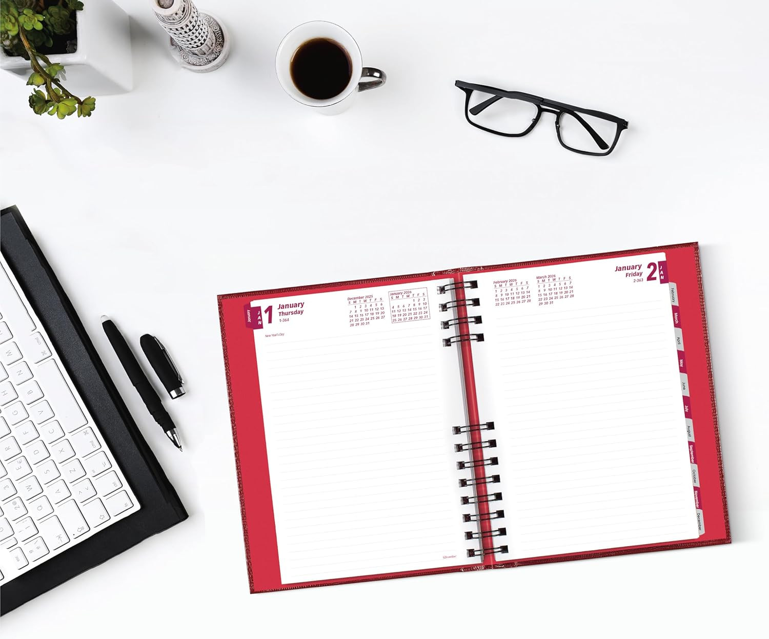 ® 2026 Coilpro™ Daily/Monthly Planner, Untimed Journal, 12 Months, January to De