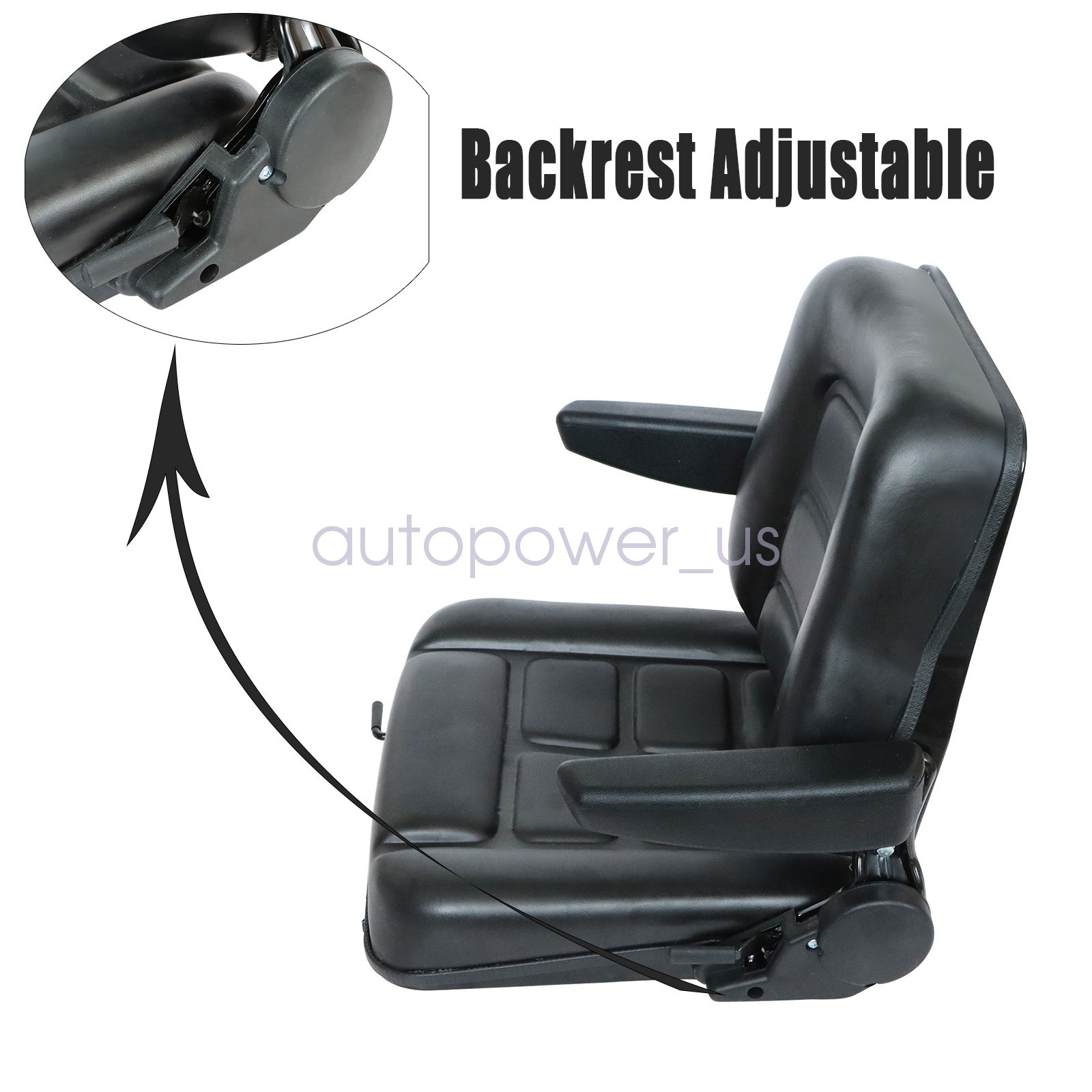 Lawn Mower Tractor Forklift Seat Excavator Universal Adjustable Backrest Armrest