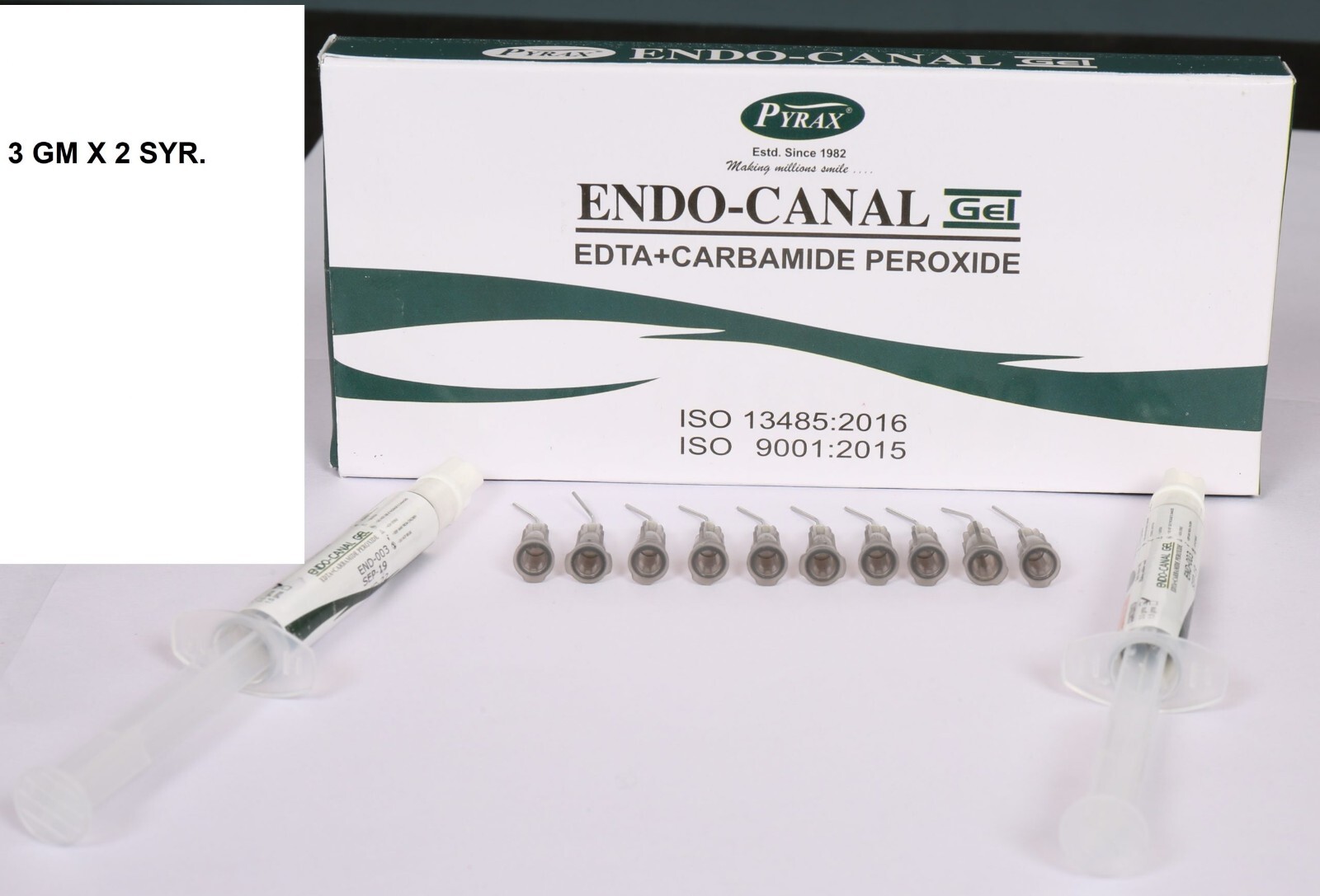 Pyrax ENDO CANAL EDTA Gel with Carbamide Peroxide 2 x 3gm Syr Pack