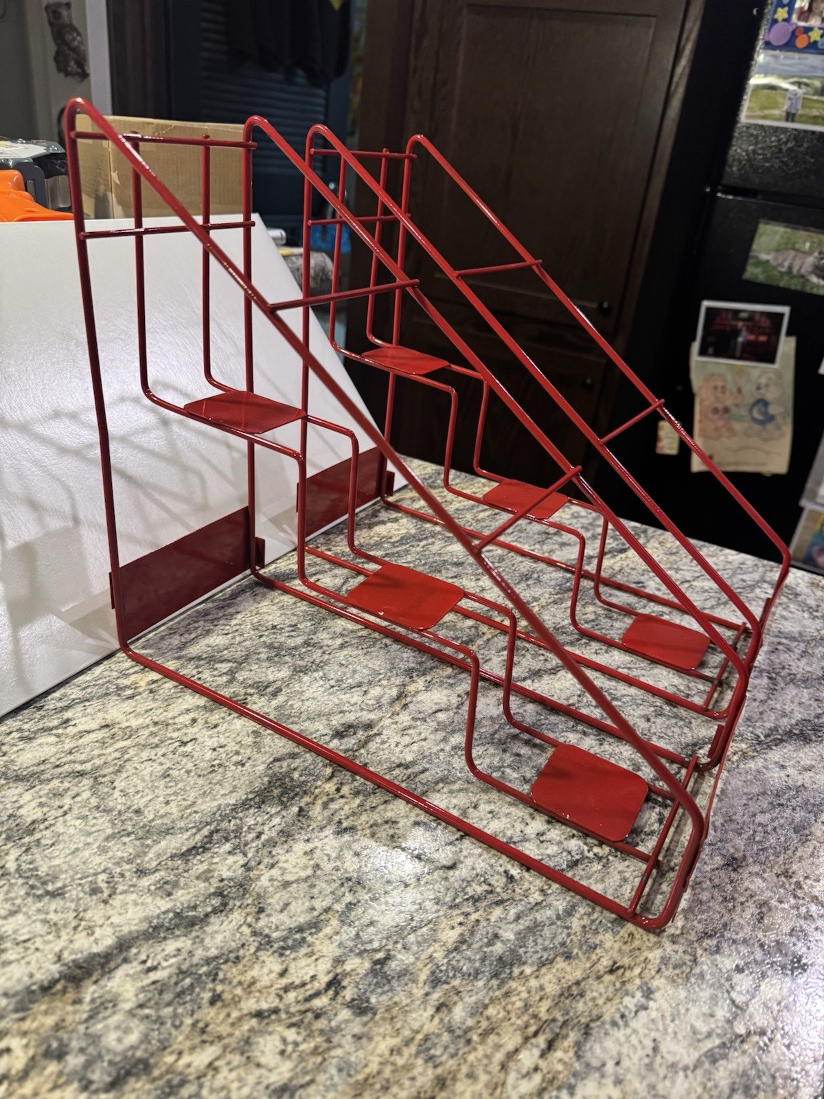 2 Slim Jim Metal Countertop Display Racks 3-Slot Red Snack Holders