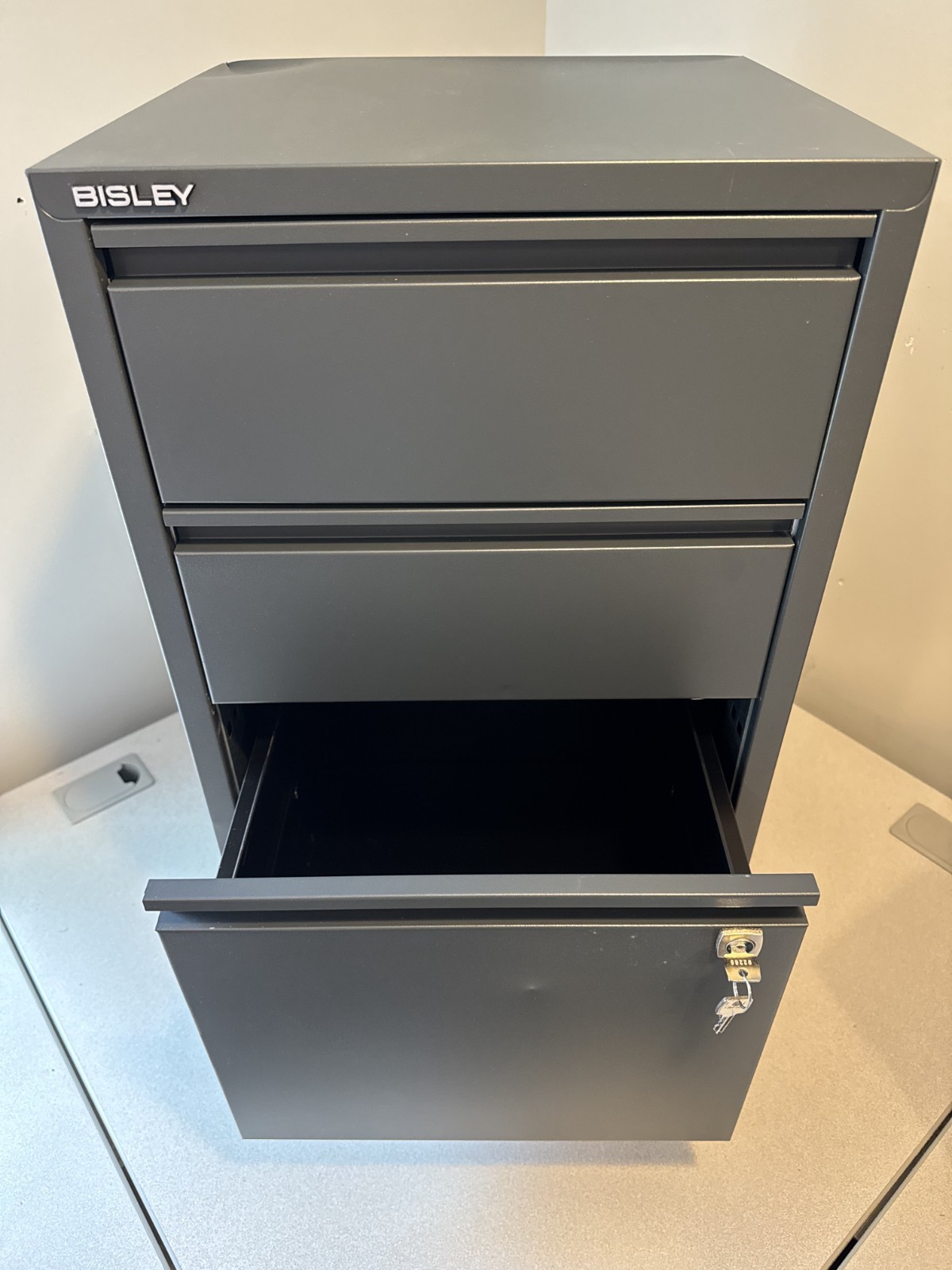 NEW! Bisley 3-Drawer Flush Front File Cabinet – Anthracite **REDUCED PRICE**