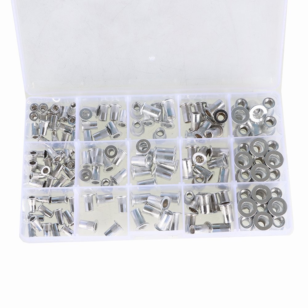 150 Pack Aluminum Rivet Nut Kit Sliver Rivnut Nutsert Standard Inch SAE Imperial