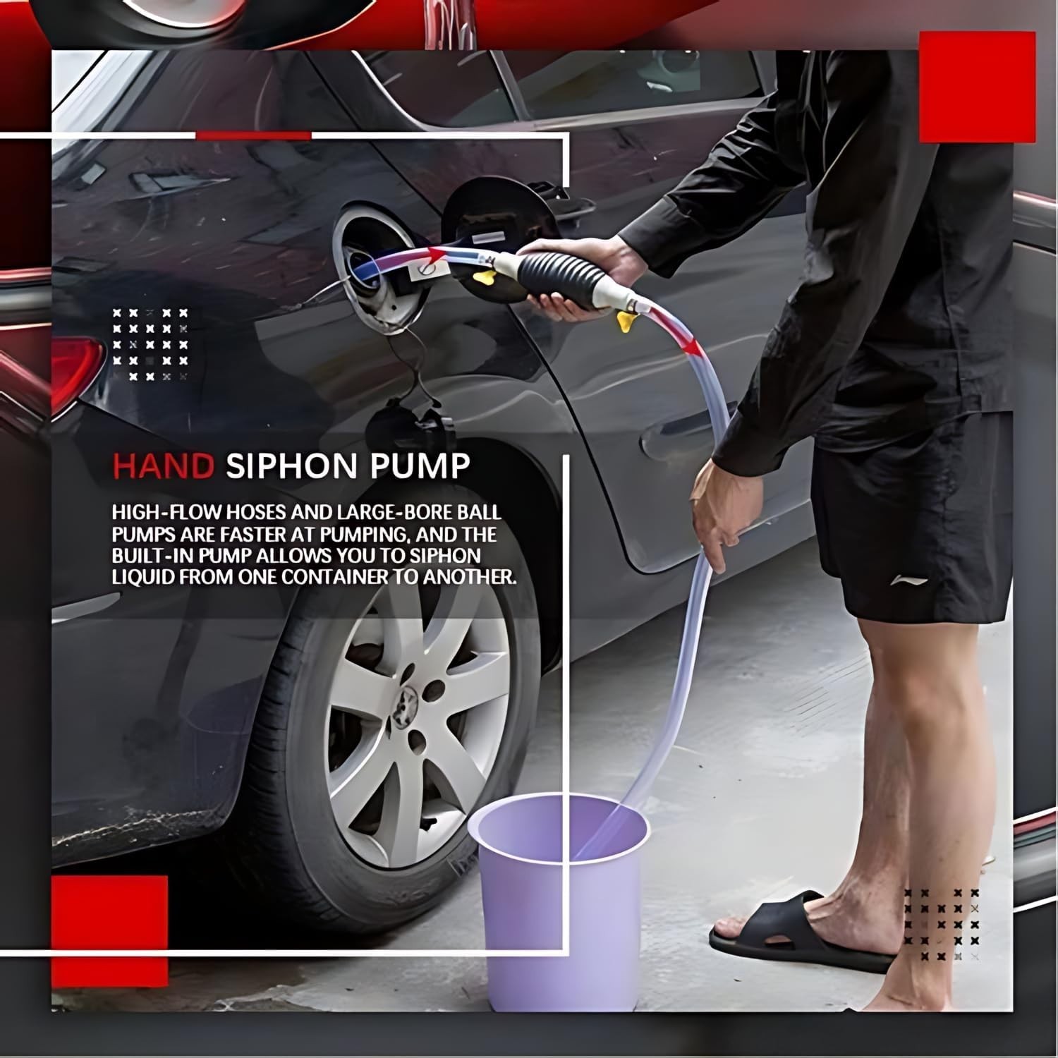 Portable Siphon Hand Pump Manual Car Fuel Transfer Pump for Gas Gasoline Petrol