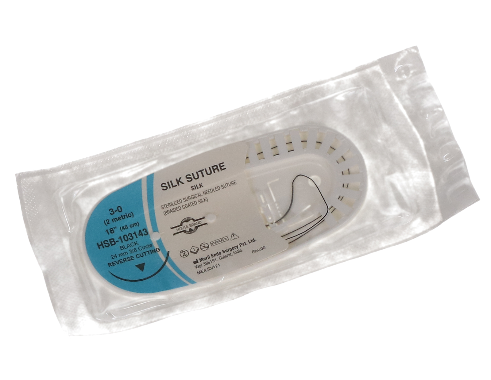 House Brand Dentistry 103143 Silk Suture 3-0 Reverse Cutting 24MM 3/8 45CM 12/Pk