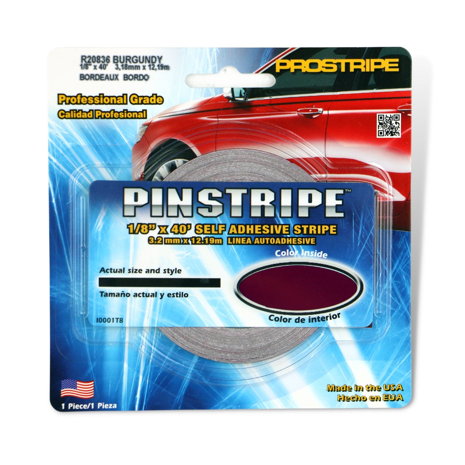 Sharpline Prostripe Pinstriping Tape [Single Stripe]: 1/8 in. x 40 ft. Burgundy