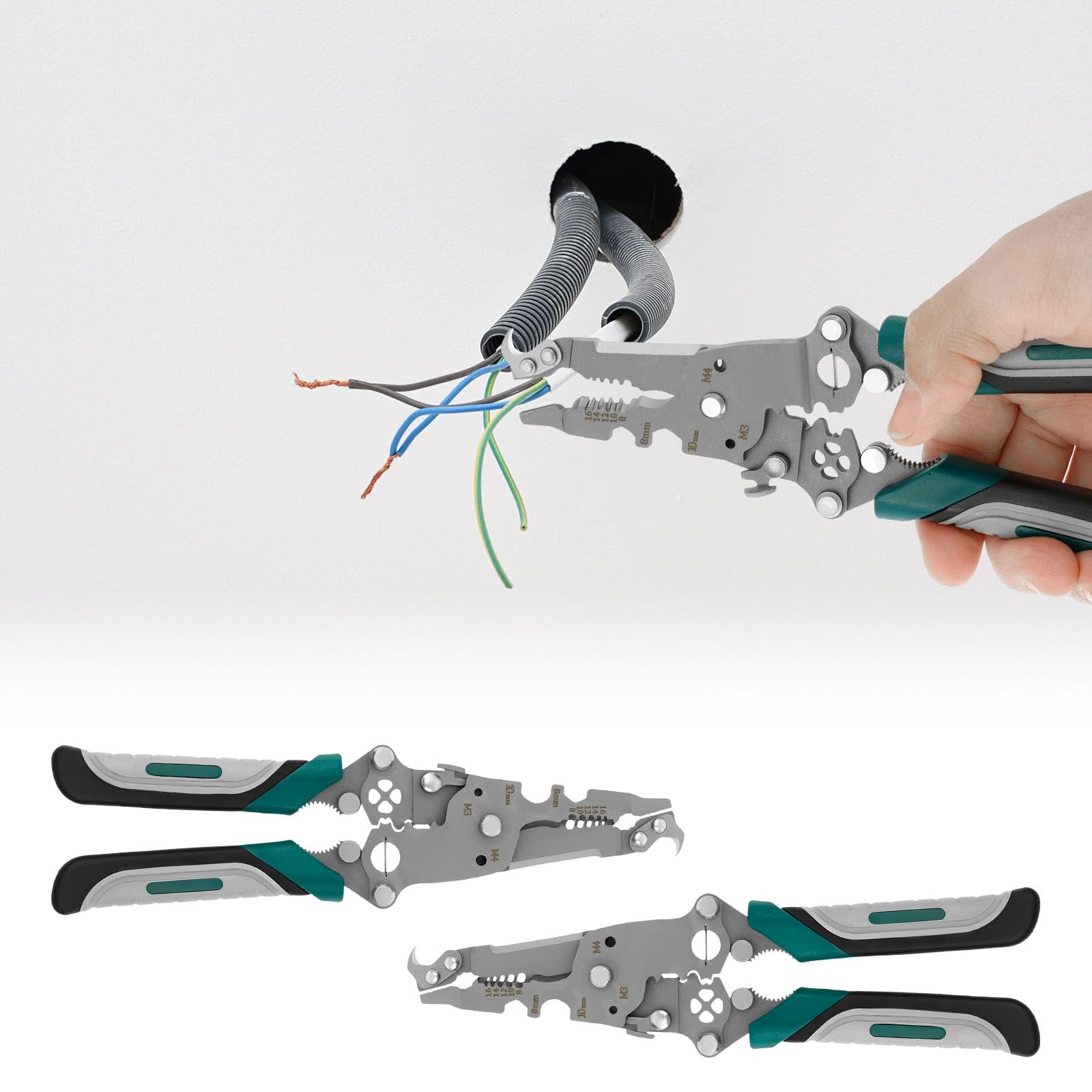 2PCS 18-in-1 Folding Wire Stripper Pliers, Multifunctional Electrical Wire St…