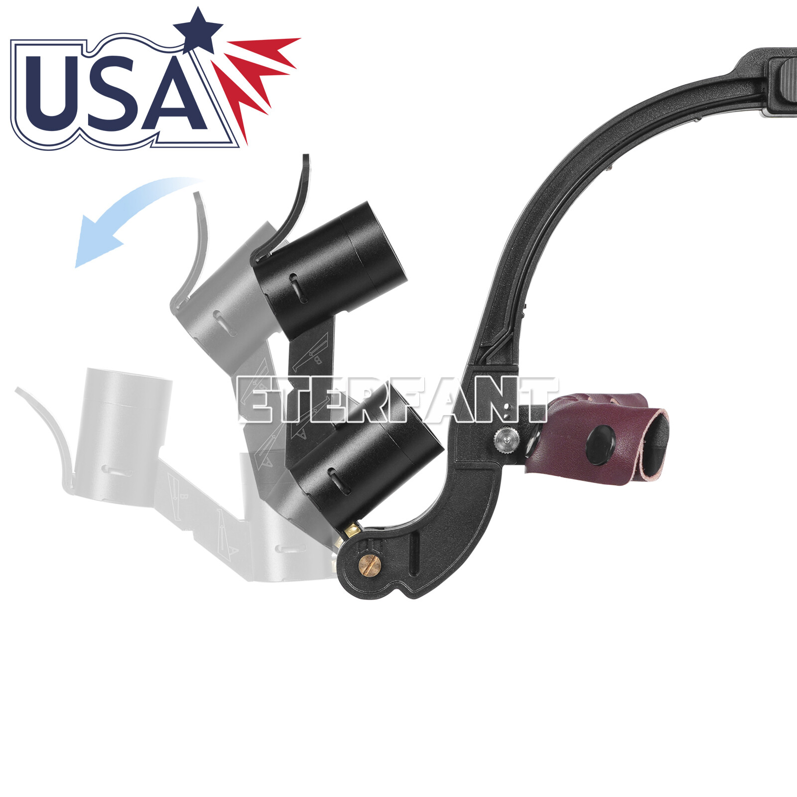 ETERFANT Dental 3.5X Surgical Headband Binocular Loupes+5W LED Head Light 2 Leds