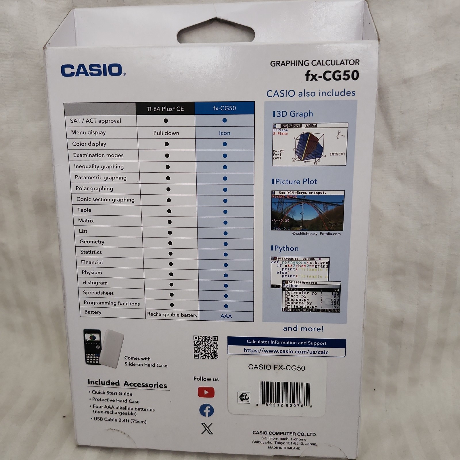 Casio FX-CG50 Graphing Calculator 3D Color Display Python NEW! ALGEBRA CALCULUS