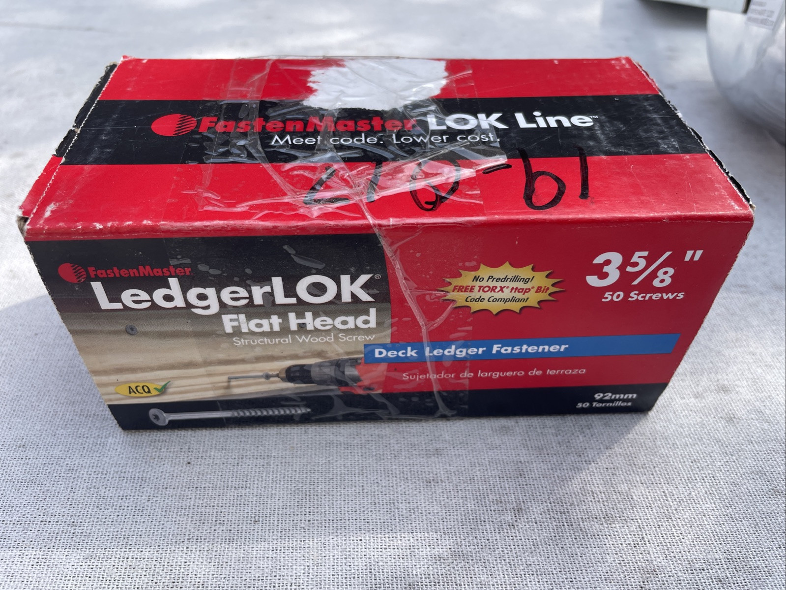 FastenMaster 3 5/8” Ledgerlok Screw – Pack of 38 Wood Deck Ledger