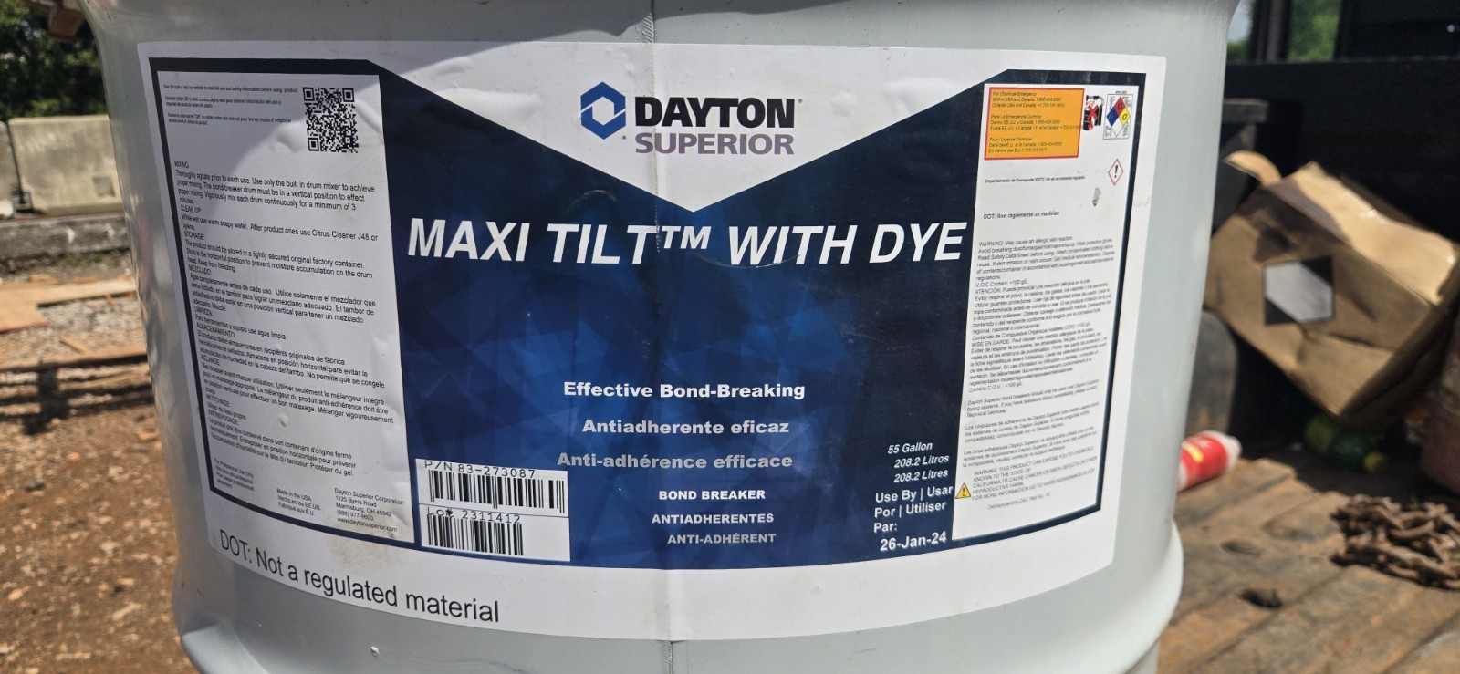 New Unopened 55 Gal Drum Of Dayton Superior Maxi Tilt Form Release