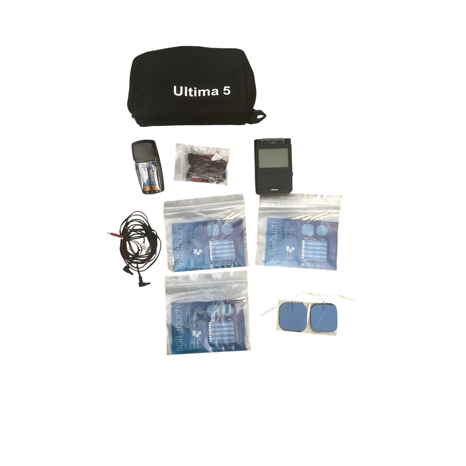 Ultima 5 Pain Relief TENS Unit Soft Touch Pads Accessories Carry Case