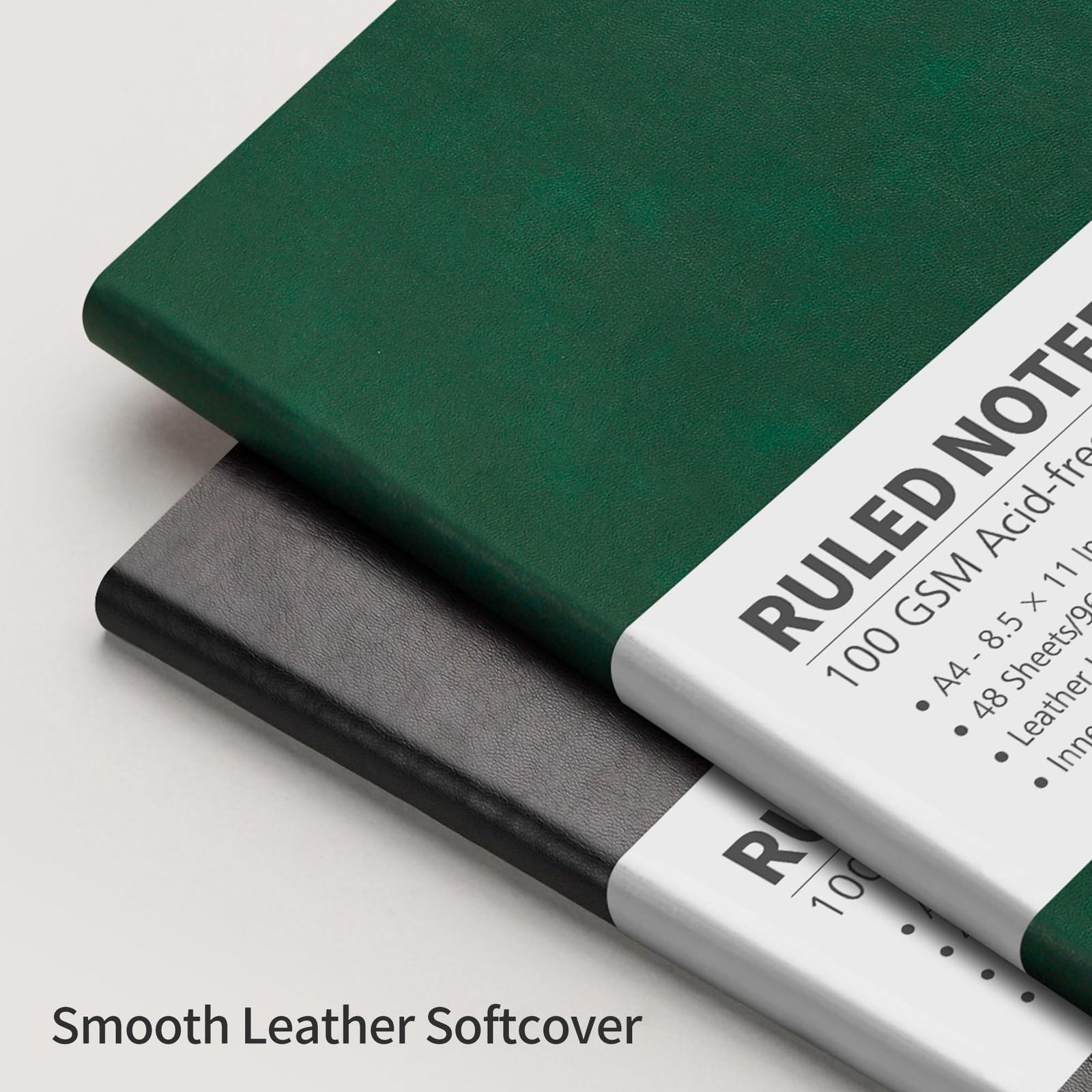 RETTACY Lined Journal Notebook, 96 Numbered 8.5 × 11 inches, Dark Green