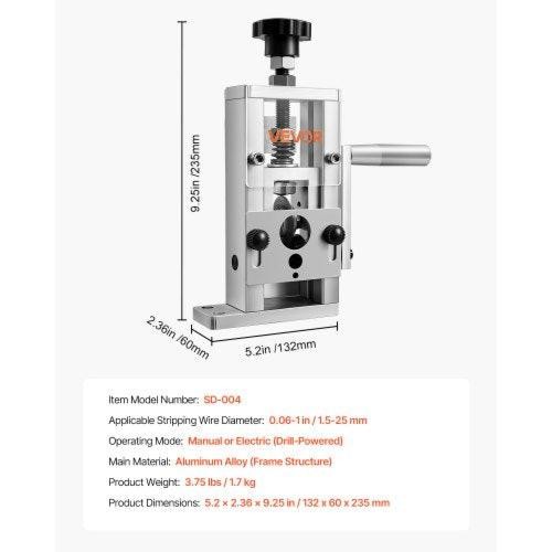 Manual Wire Stripping Machine 0061 in Copper Stripper with Hand Crank or Drill