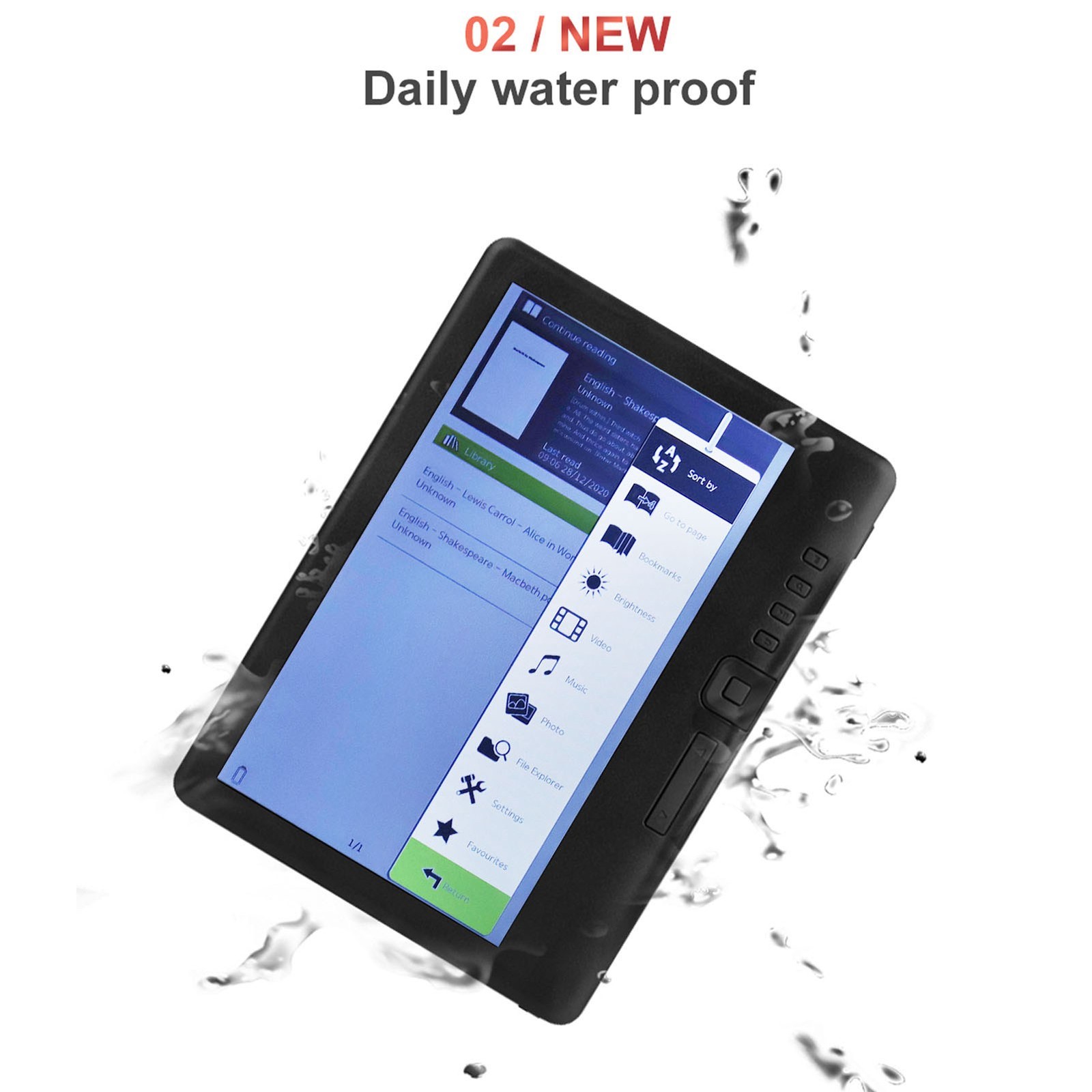 E Reader 7in Color TFT LCD 16:9 Screen HD 800×480 380MHz Black Protective C KGEO
