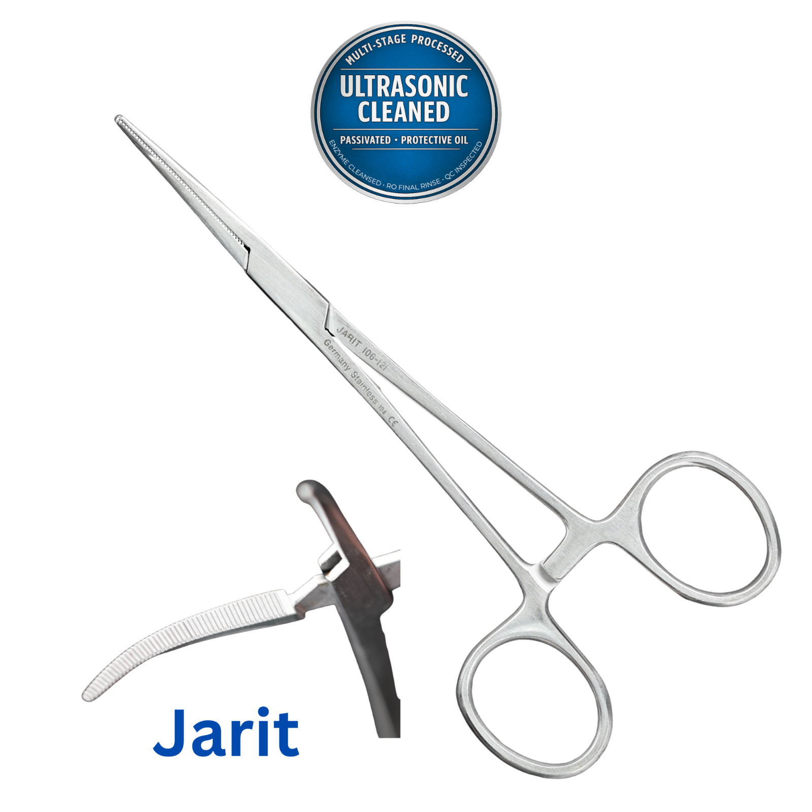 Jarit 106-121 Crile Artery Forceps, Curved, Serrated, 145mm (5.75″)
