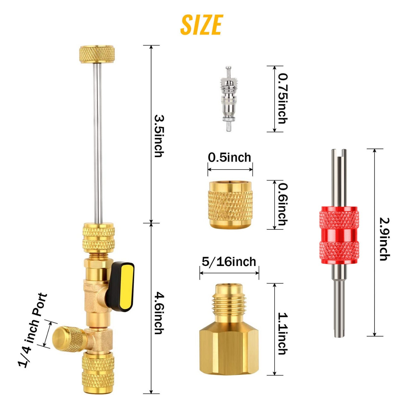 HVAC Tool AC Schrader Valve Core Remover Dual Size 5/16″&1/4″ Port Installer
