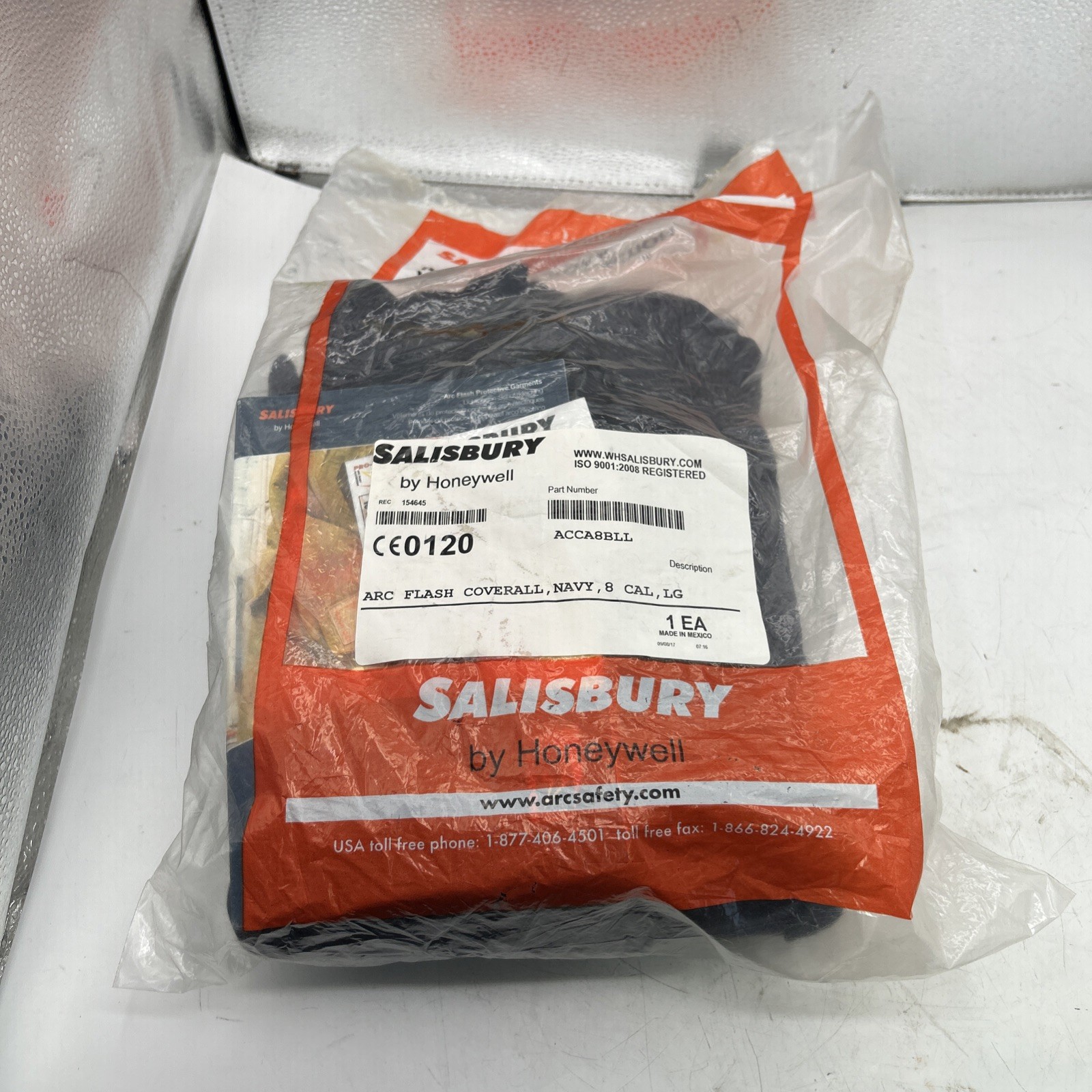 Honeywell Salisbury Arc Flash Coveralls ACCA8BLL 8 Cal, Navy Blue, Size. Lg new