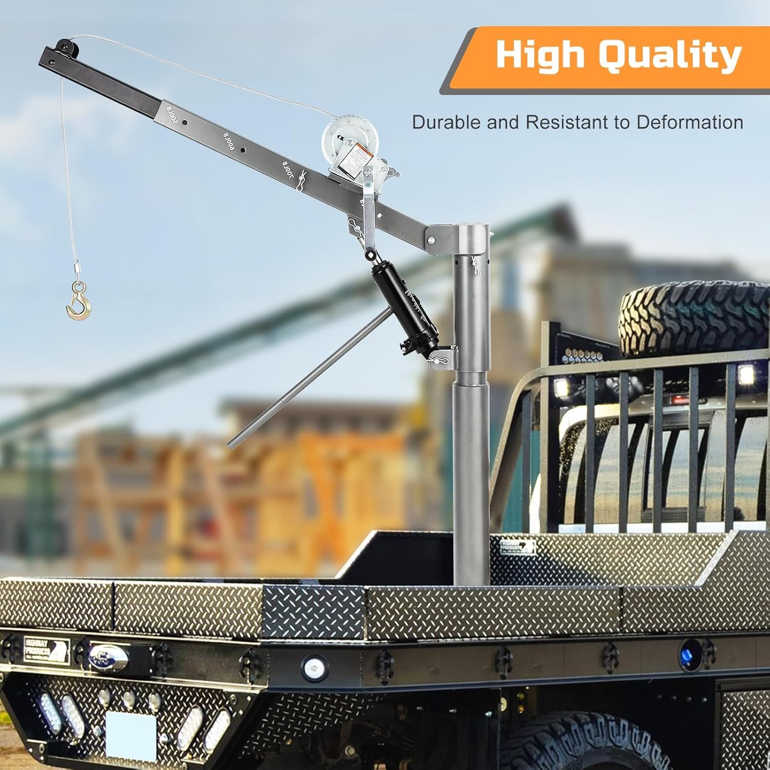 Pickup Truck Crane Hoist with 1000 lbs Capacity, Hydraulic for Lifting Goods