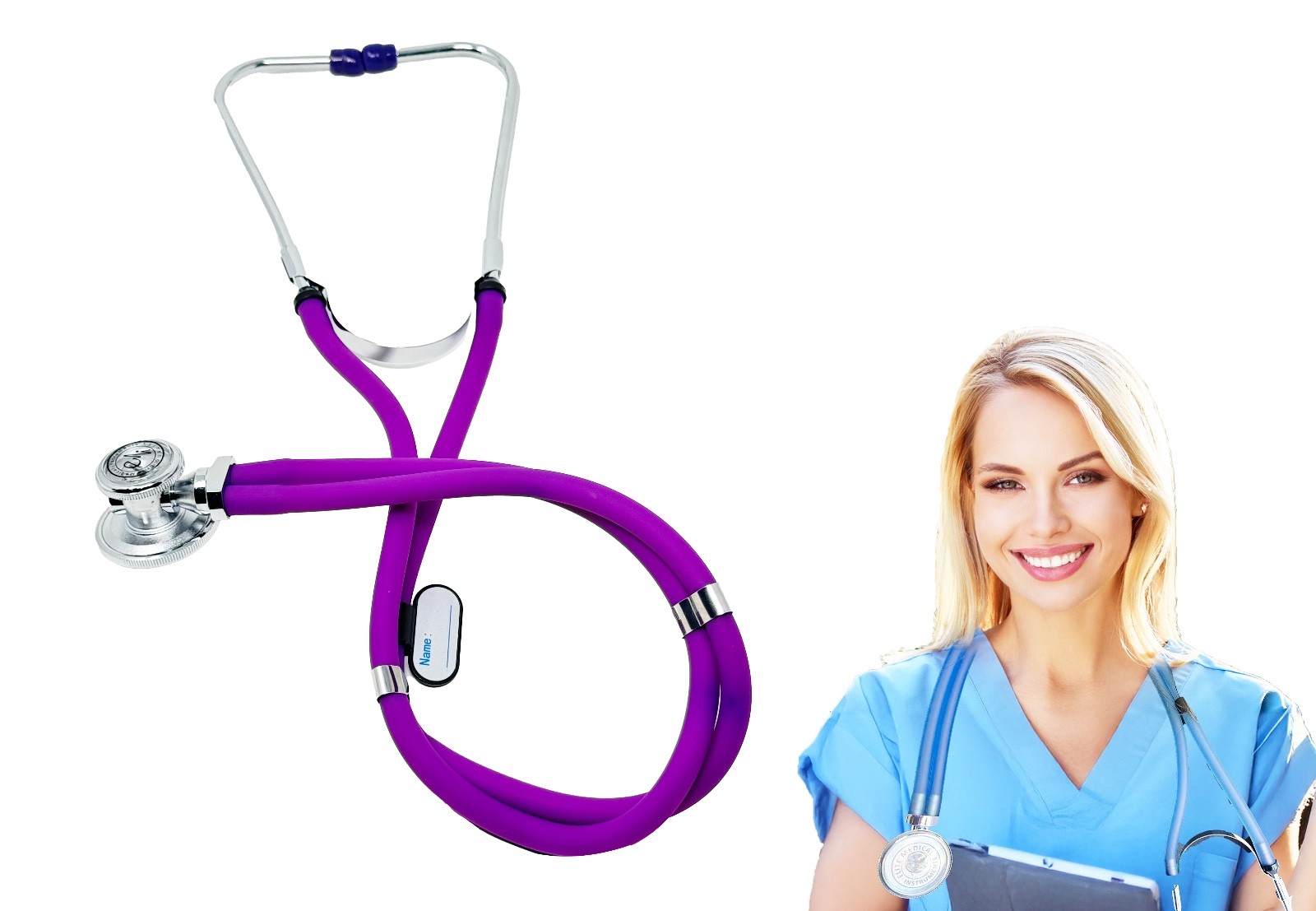 New Purple Sprague Rappaport Stethoscope with Dual Head Chest Piece – No Box