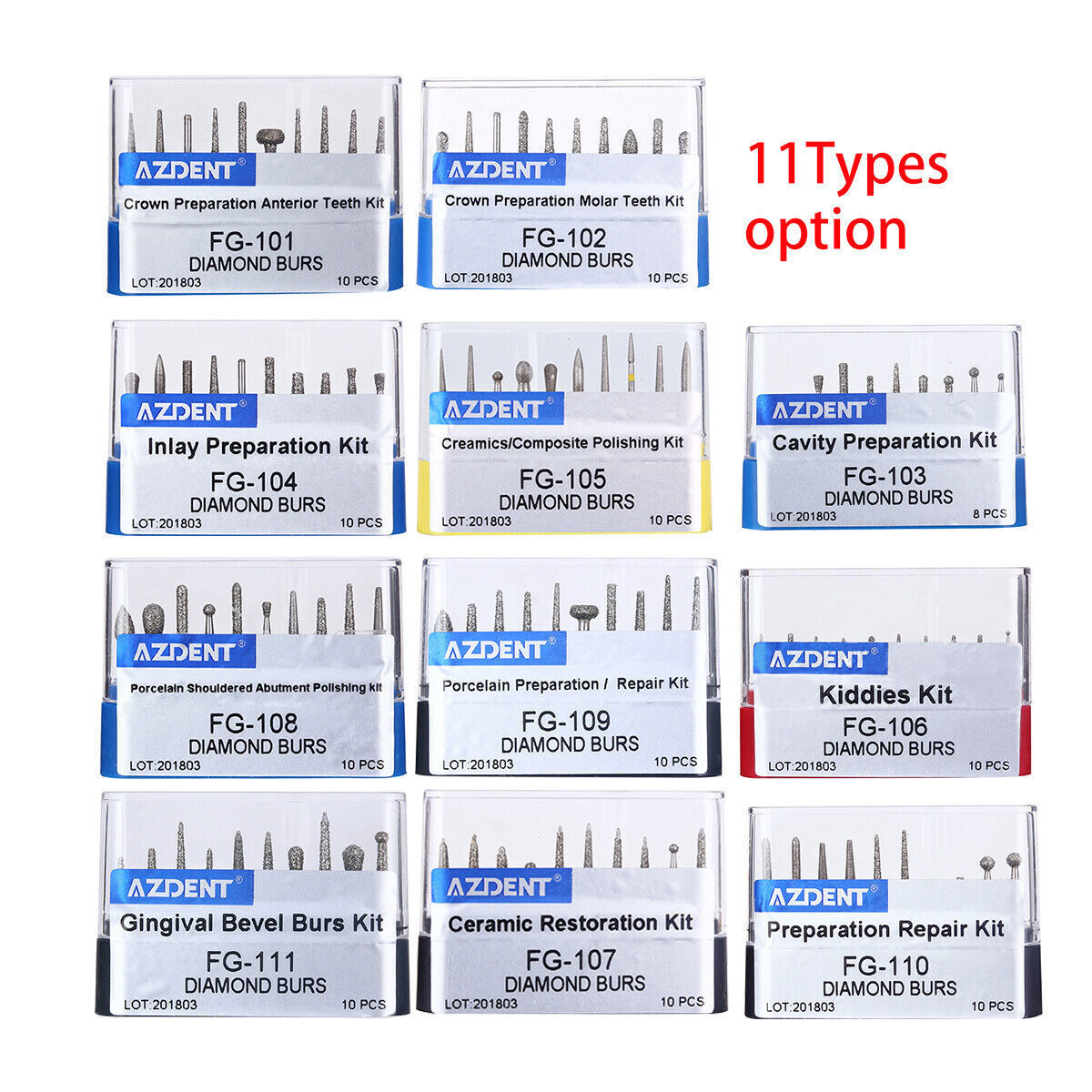 AZDENT Dental Diamond Burs Drills Kit Super Coarse FG for High Speed Handpiece