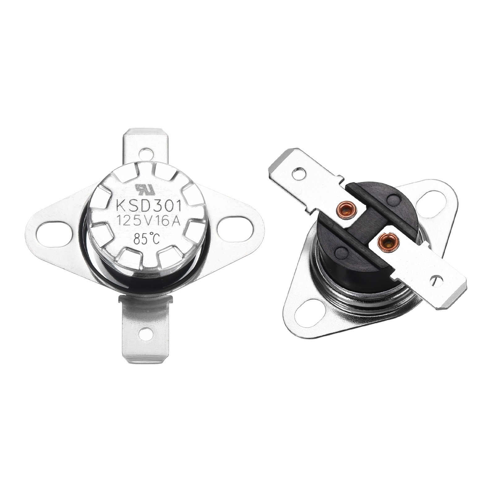 2 Pcs KSD301 Thermostat 85°C/185°F N.C Snap Disc Temperature Switch Bakelite